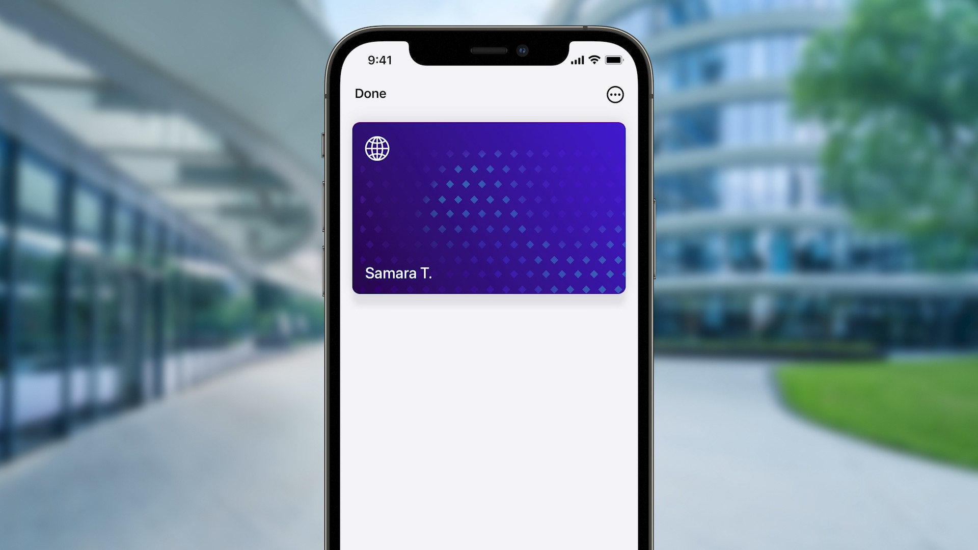 smartphone with digital card outdoors