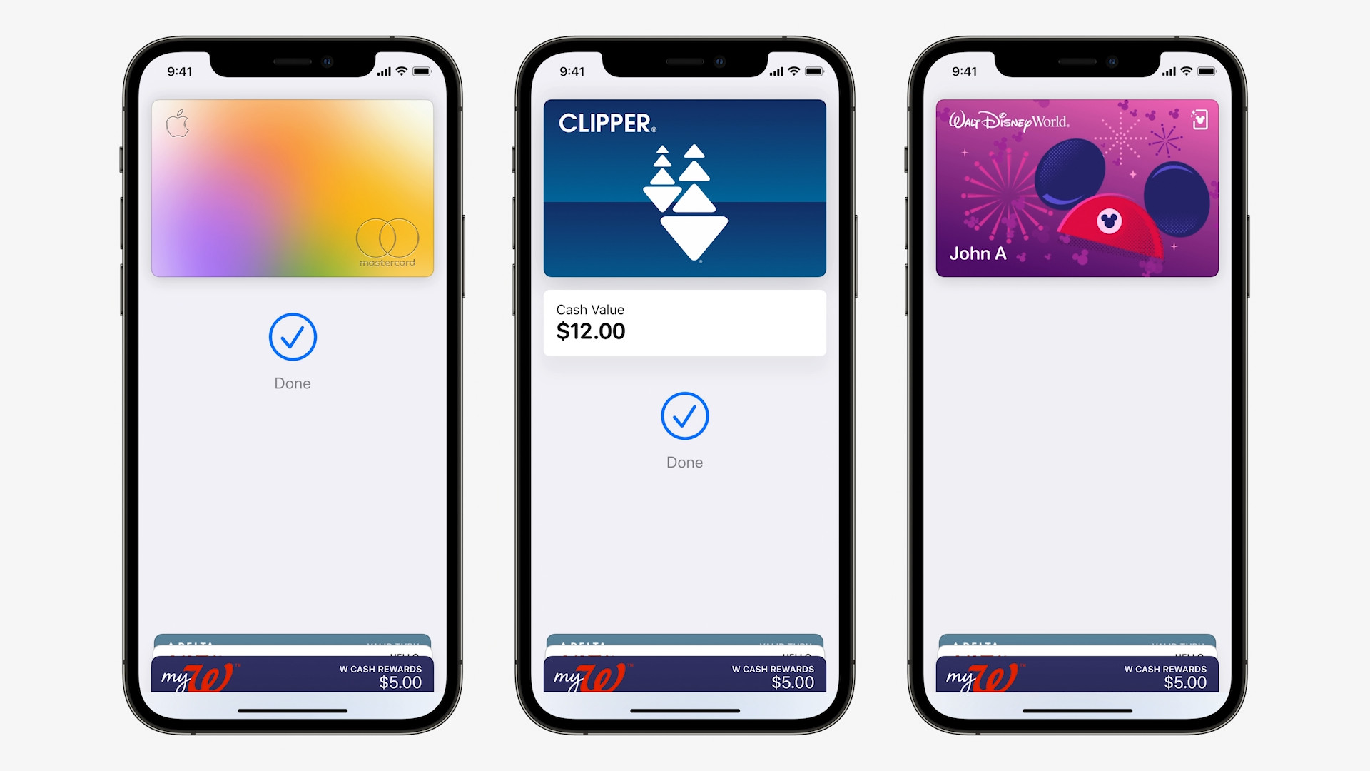 three smartphones with digital cards