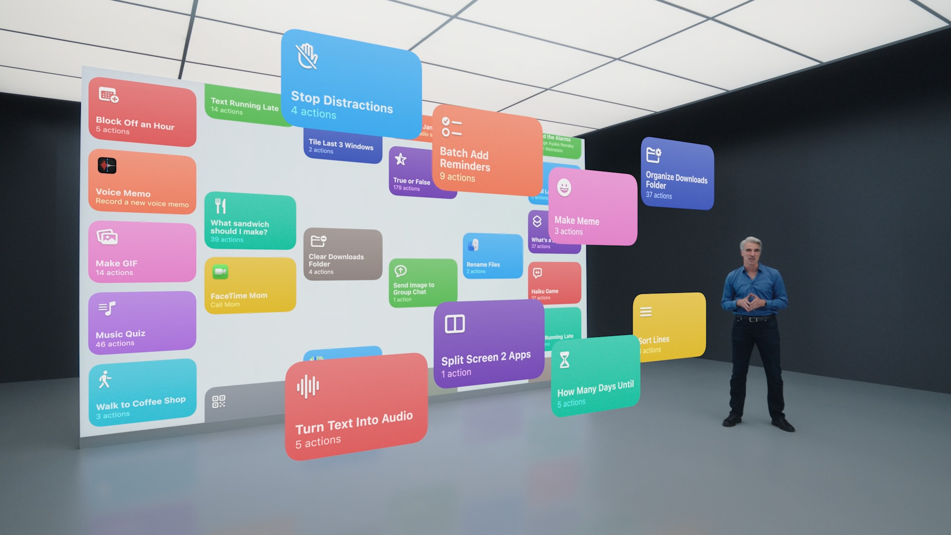 virtual presentation with colorful icons