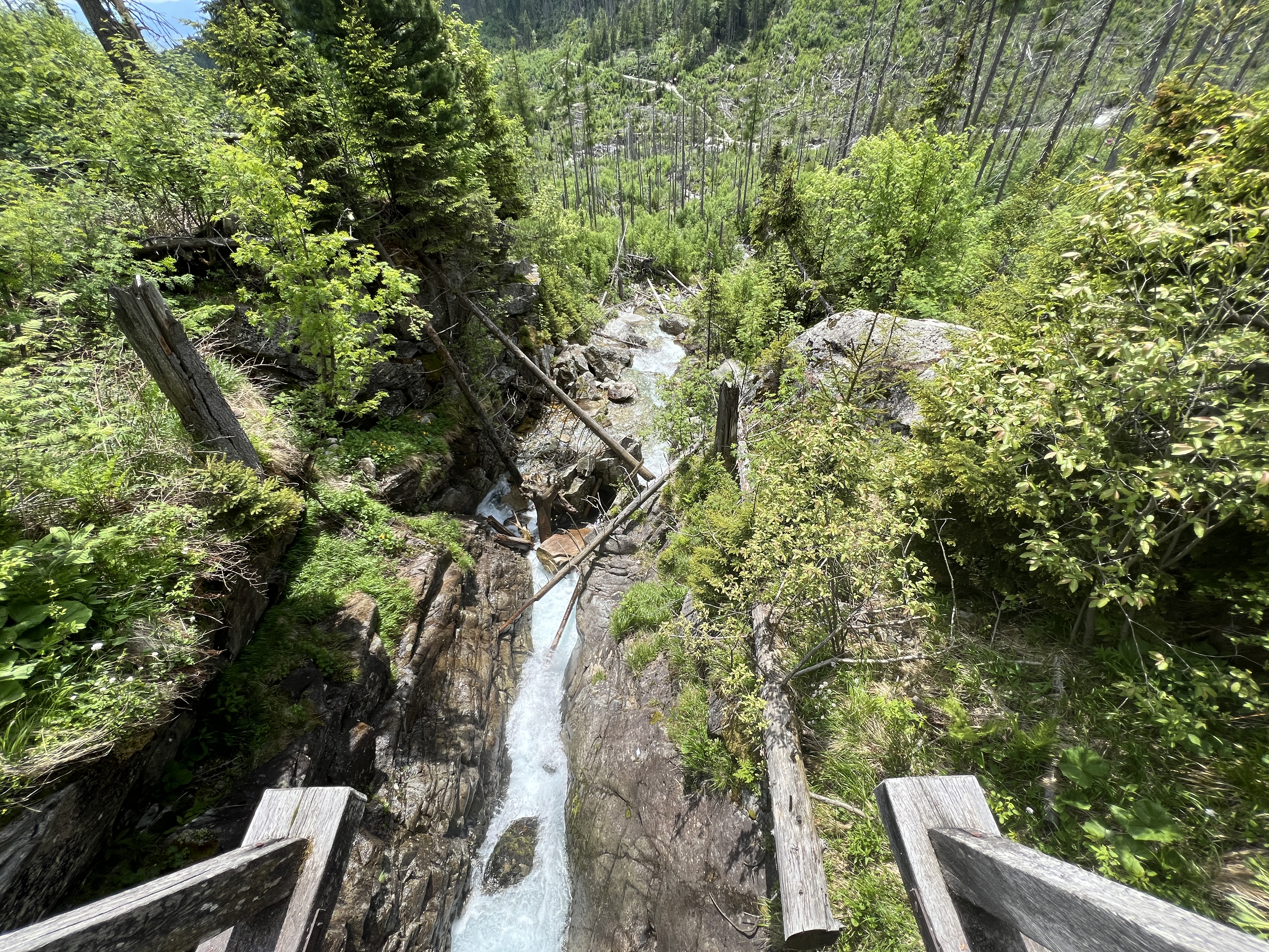 waterfall view from bridge