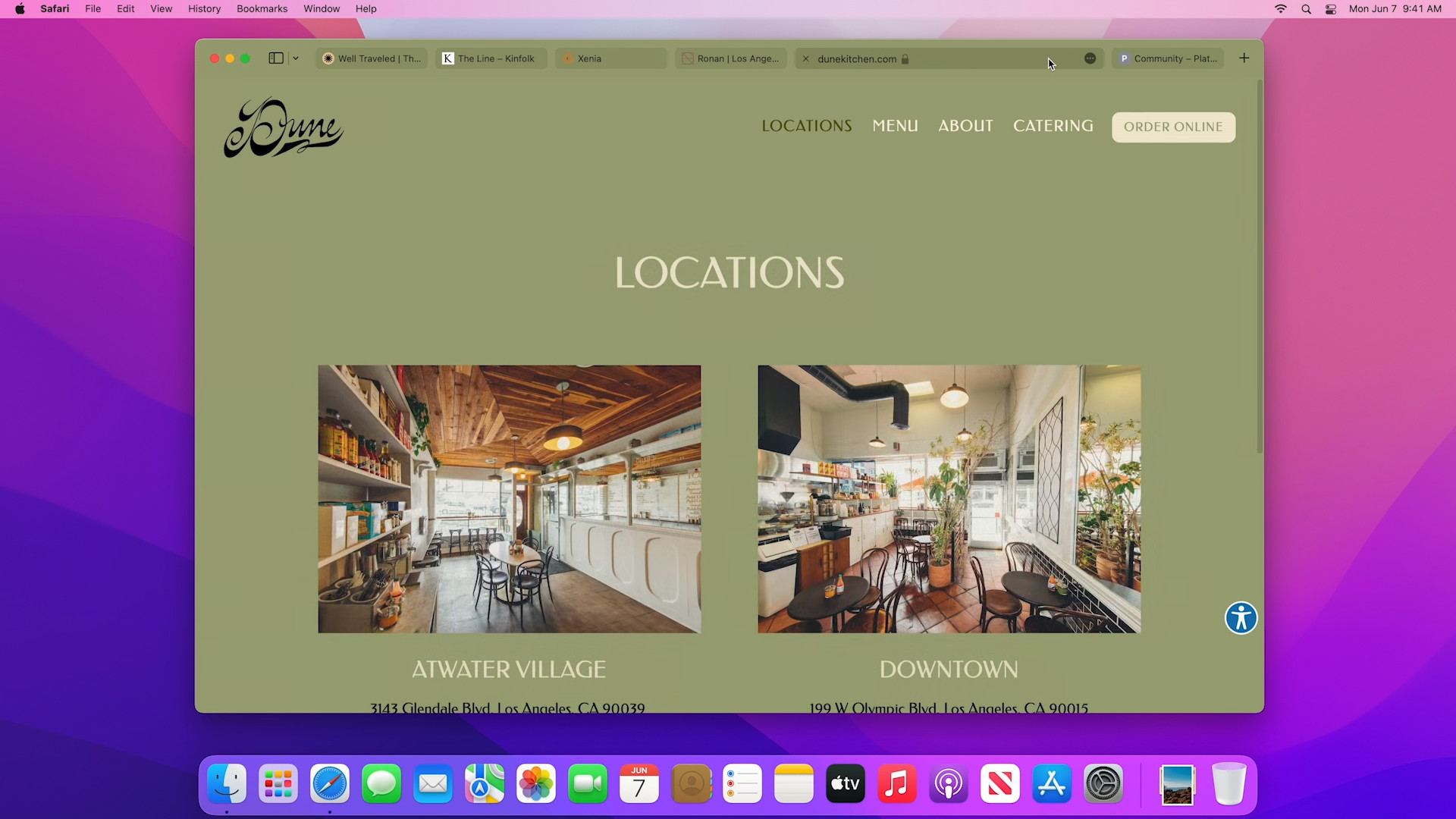 web page locations display