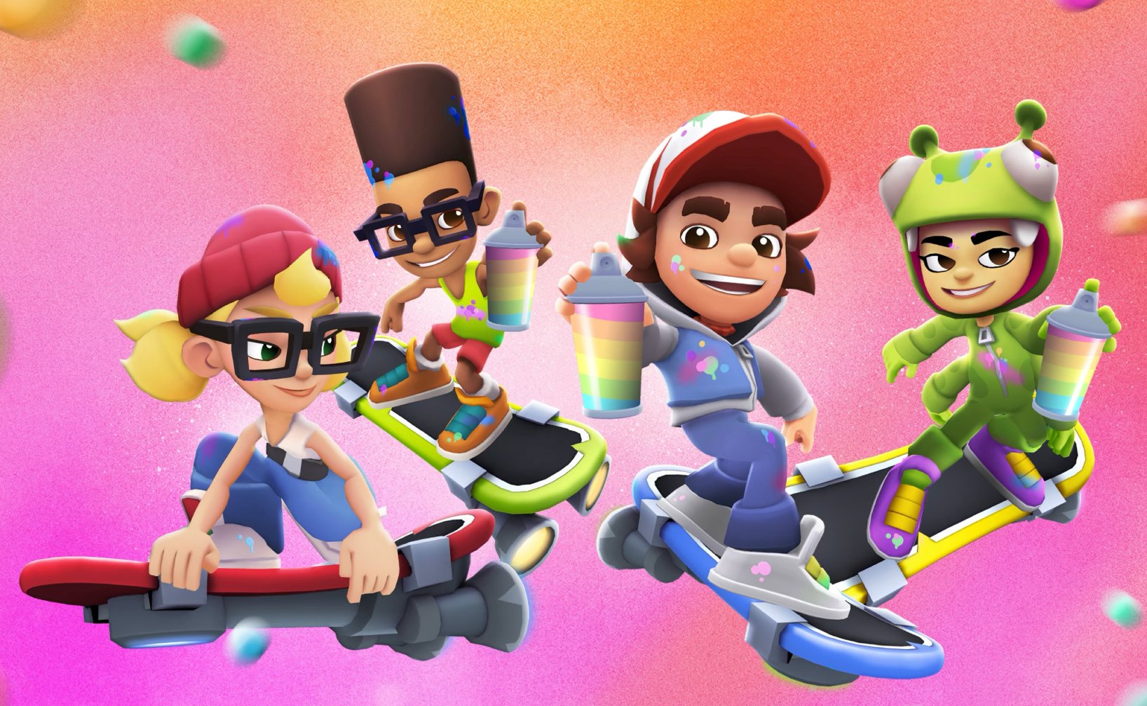colorful characters hoverboards