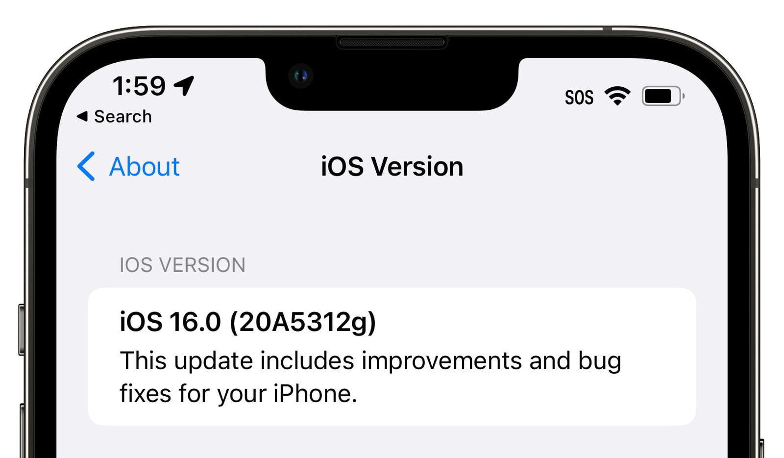ios 16 version update interface