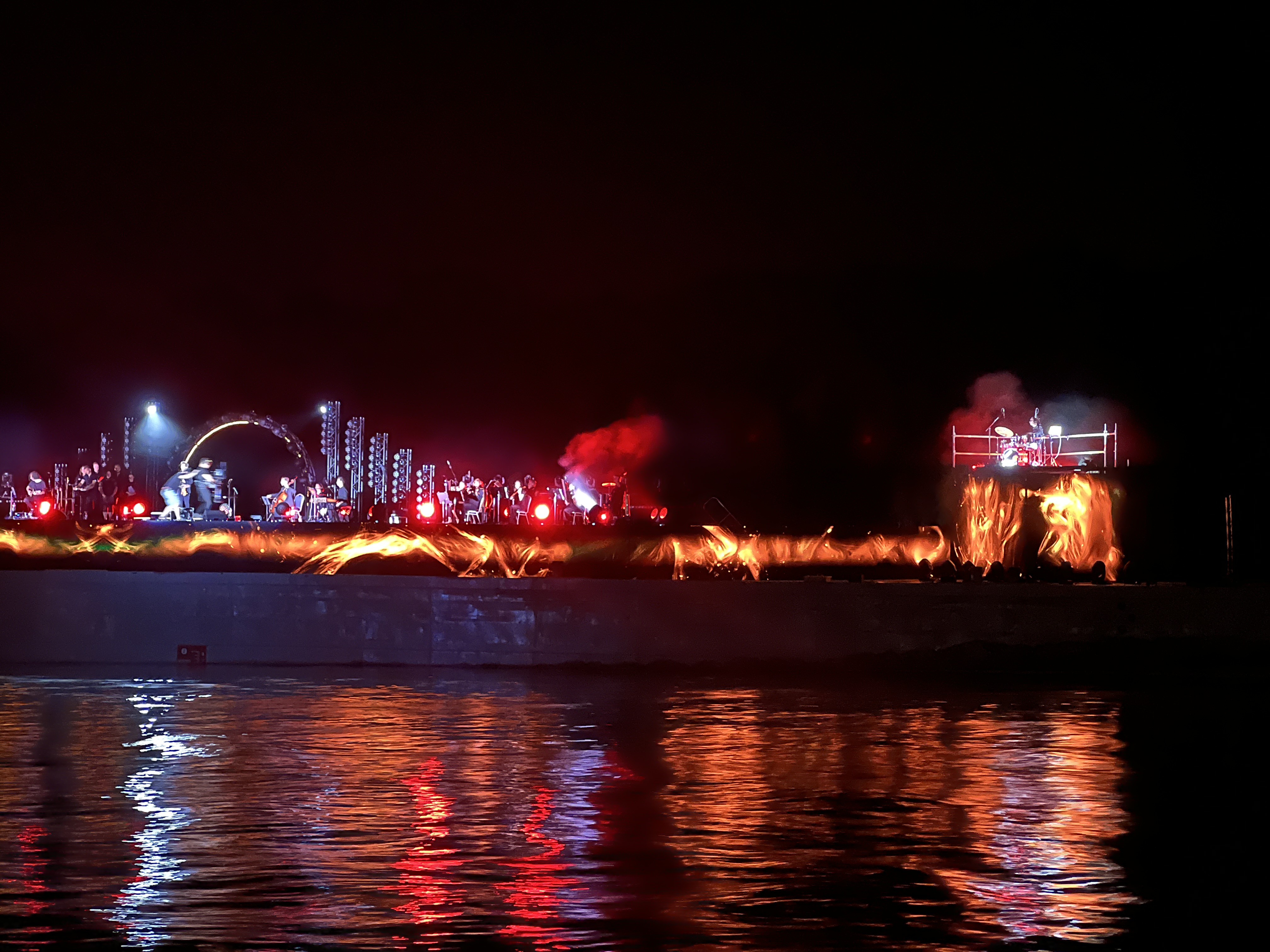 concert on water with lights