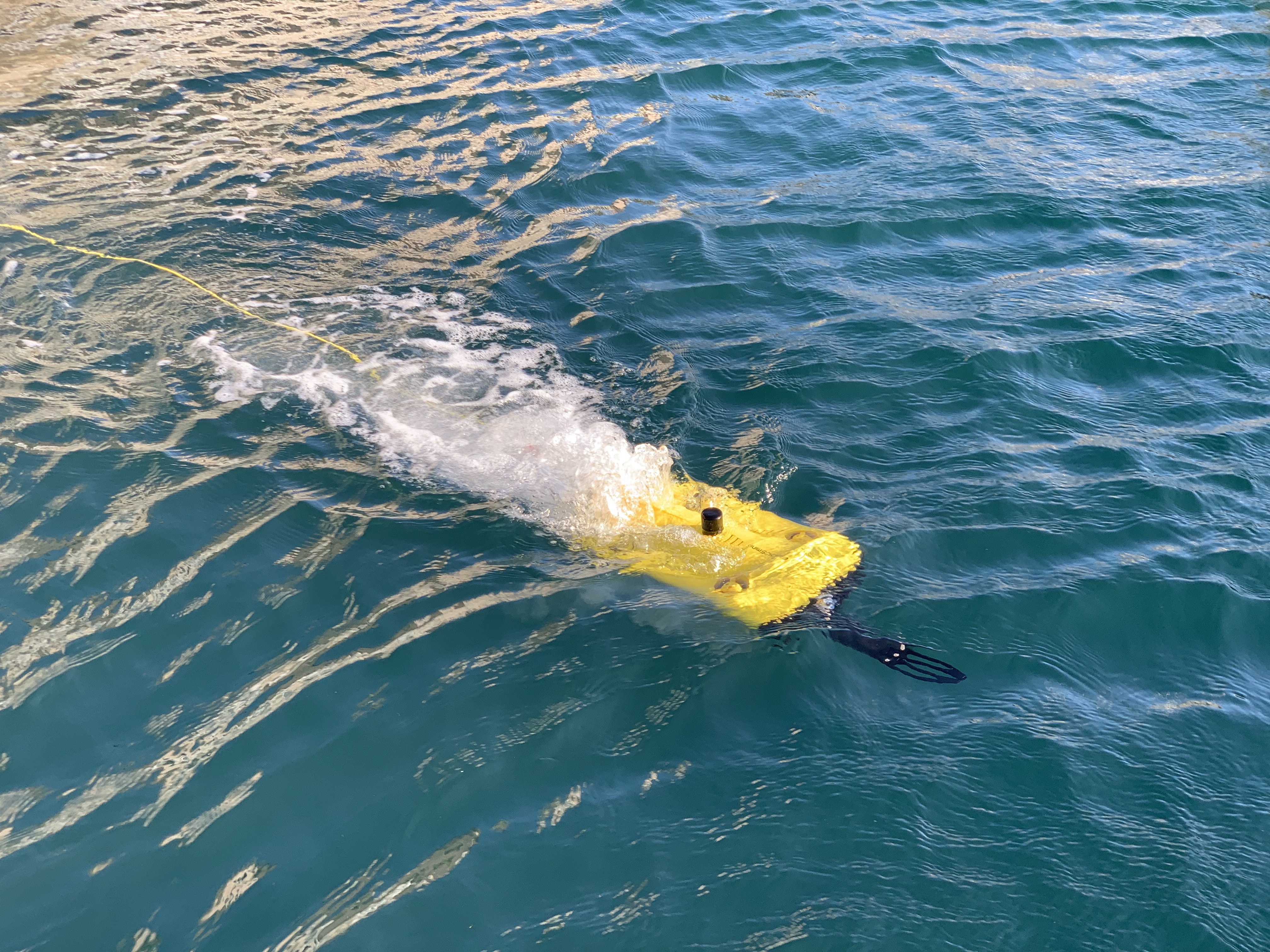drone moving in water