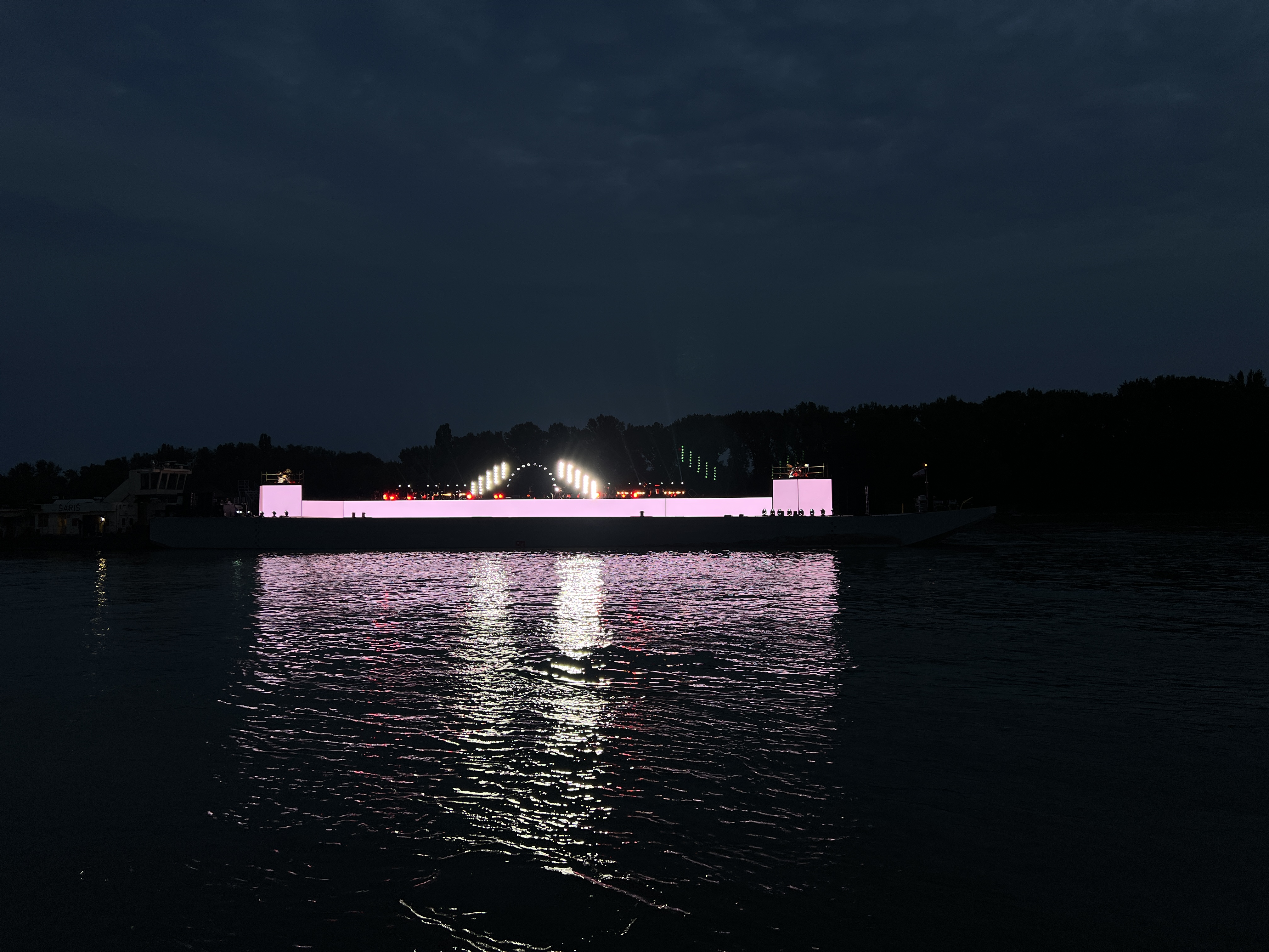 illuminated stage on water