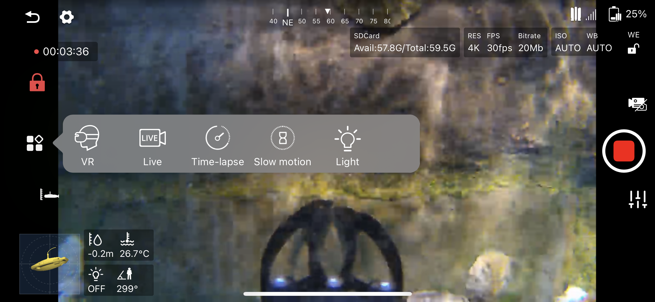 underwater drone camera interface