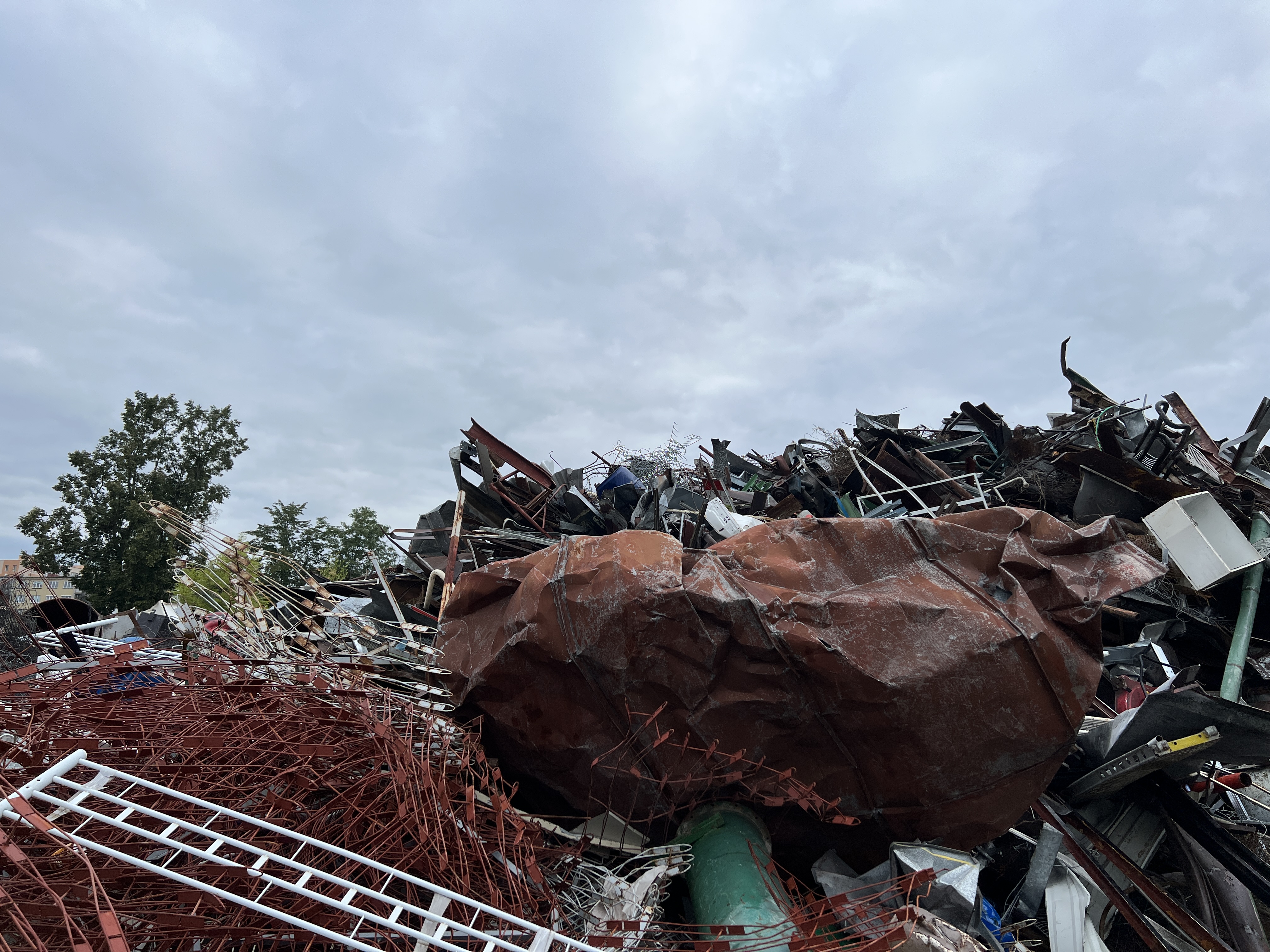 close up scrap metal pile