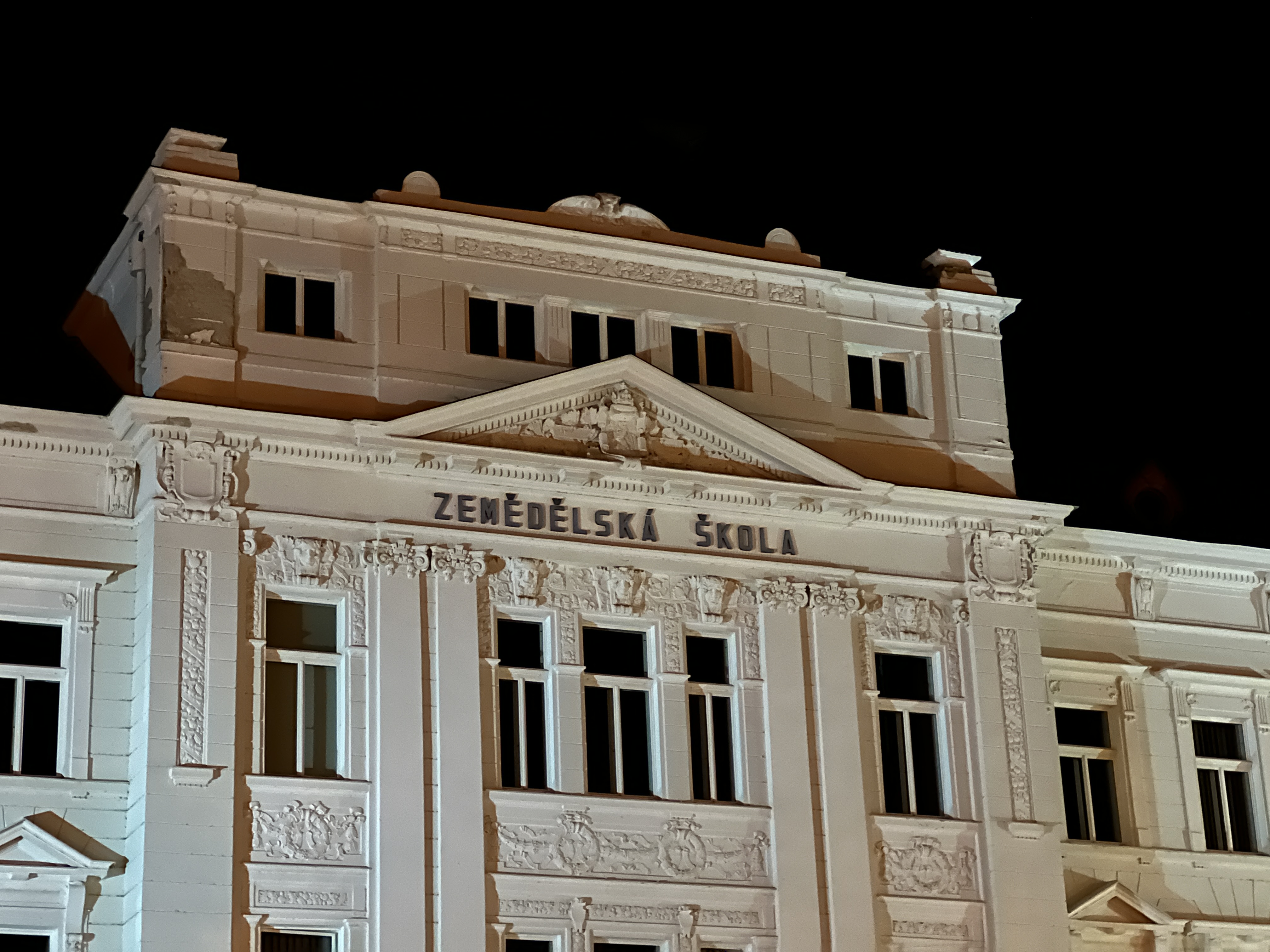 closeup historic building facade
