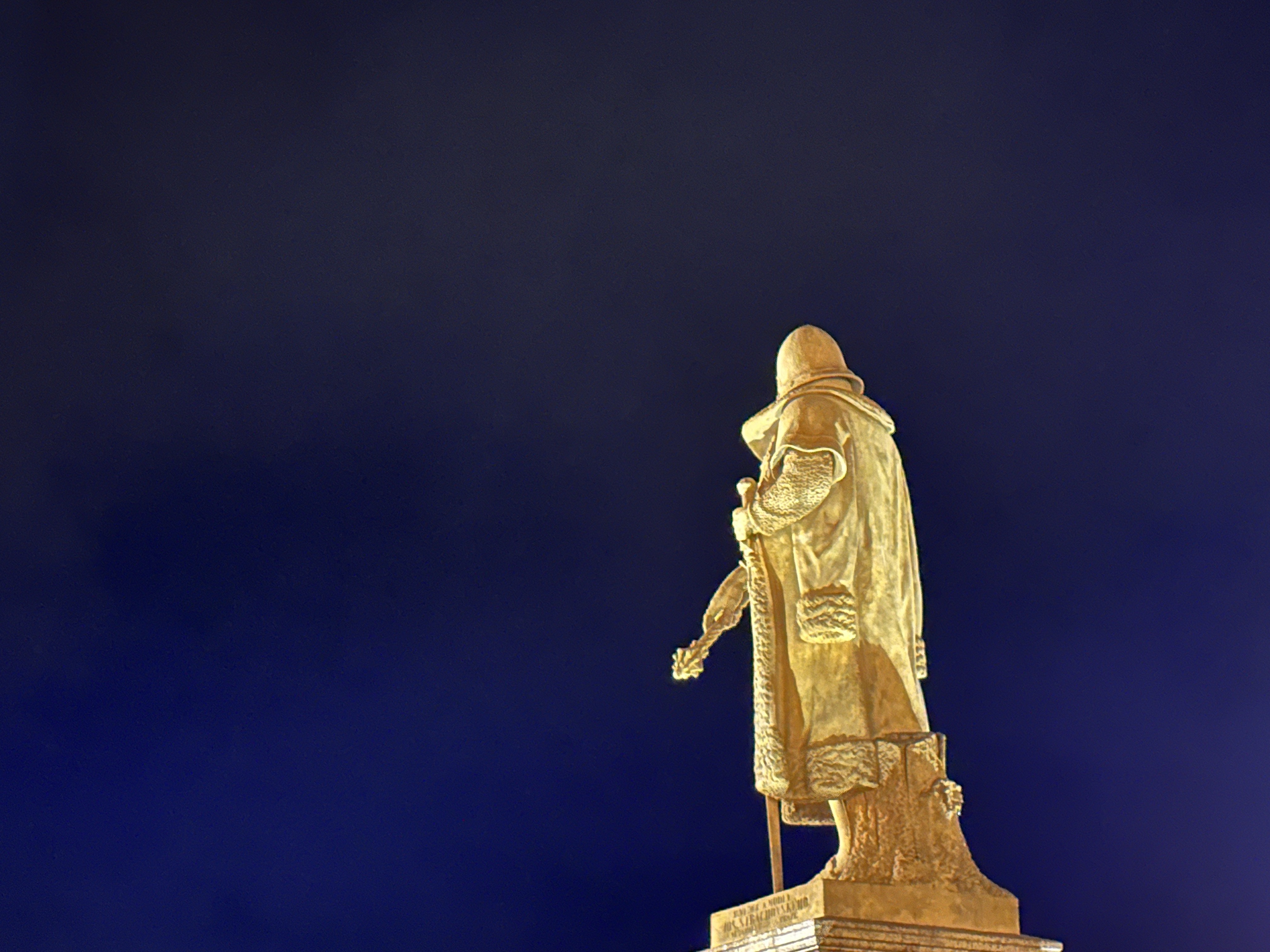 illuminated statue night