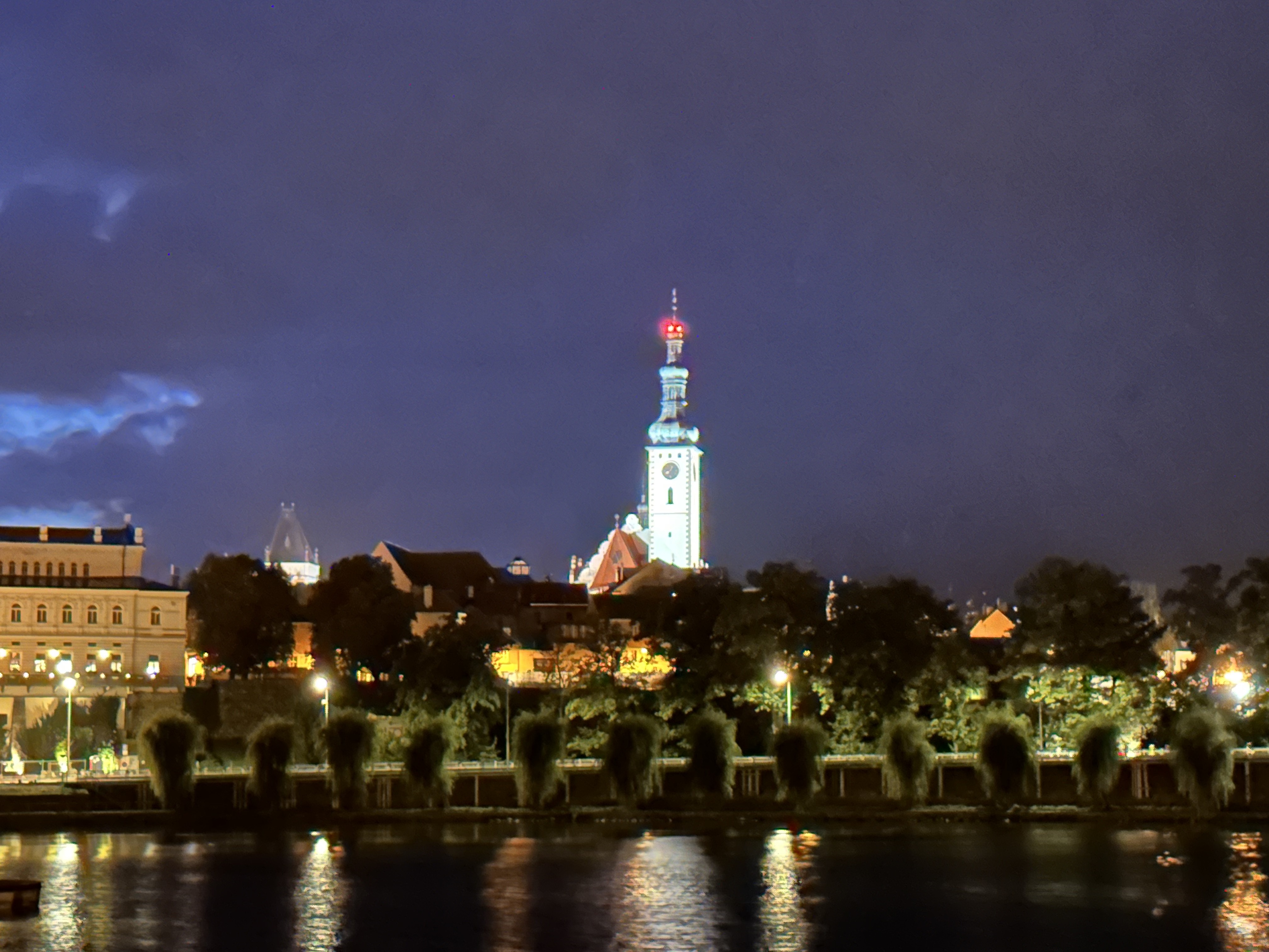 illuminated tower night