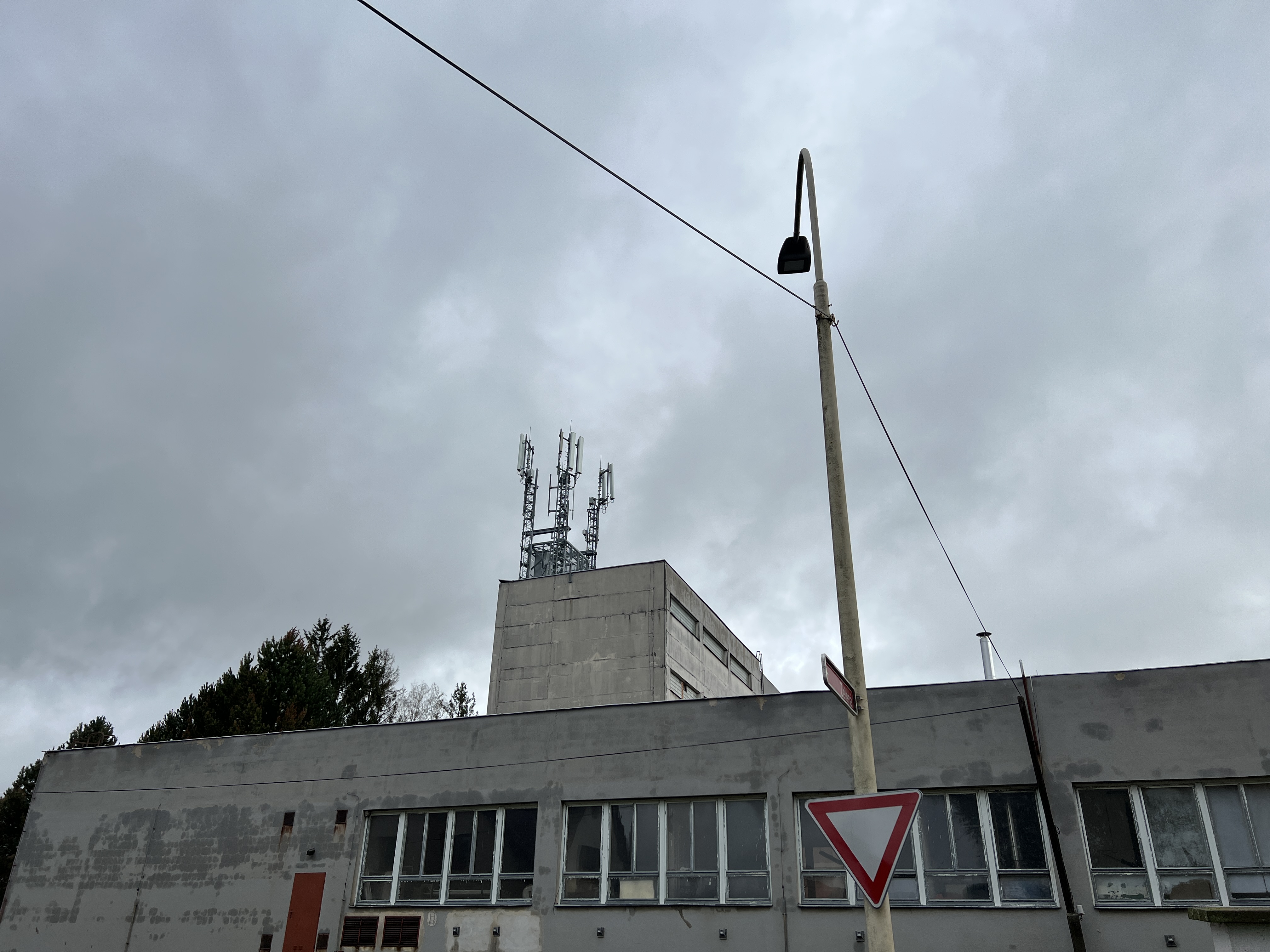industrial building with antennas