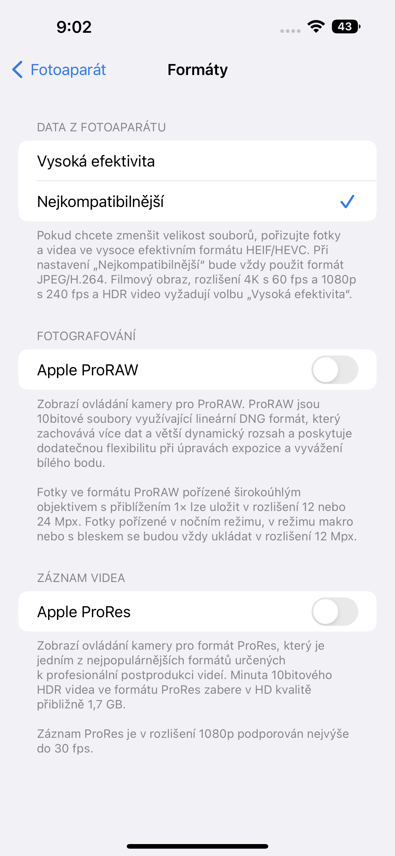 iphone camera formats