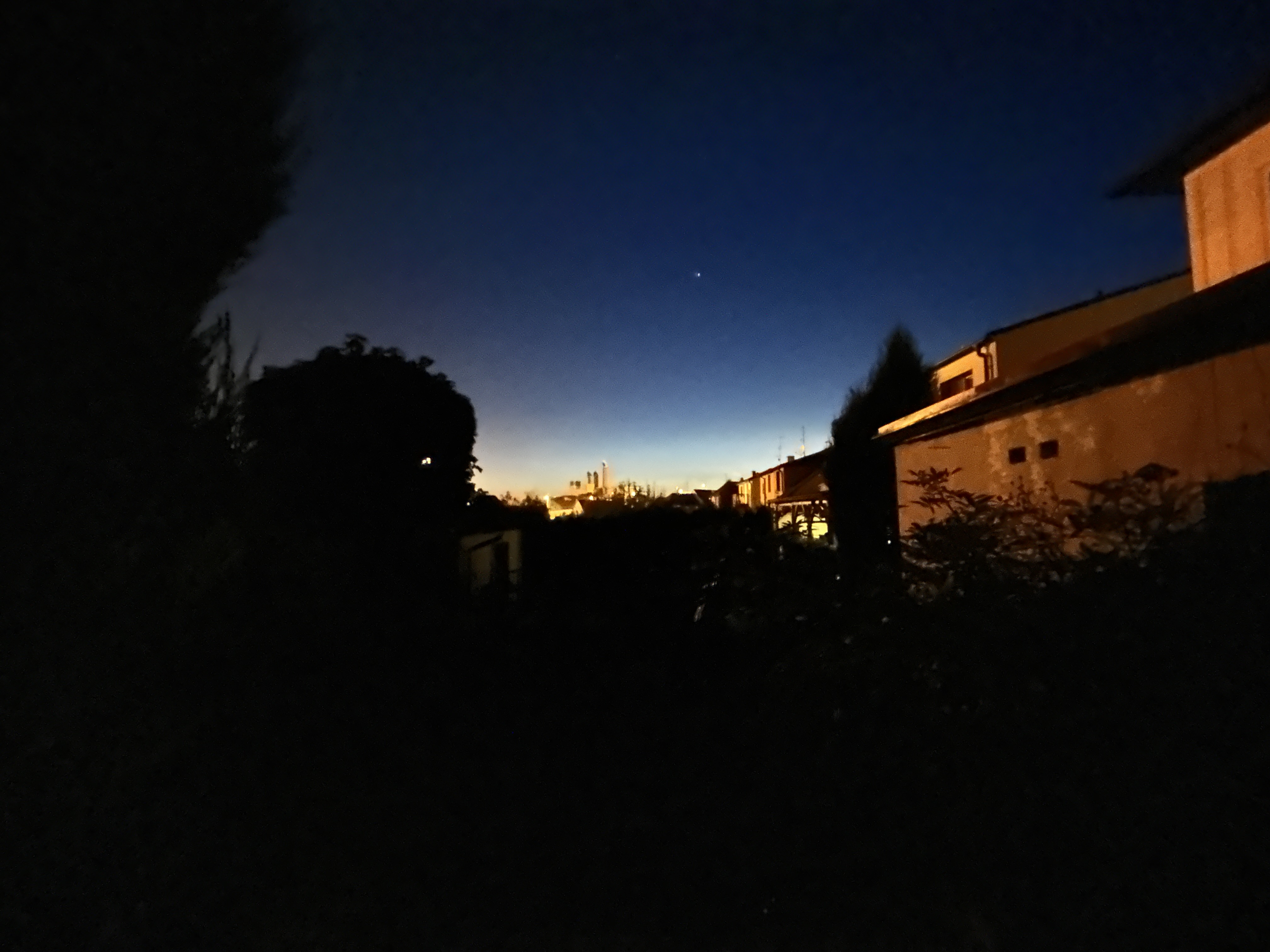 night skyline with houses silhouette