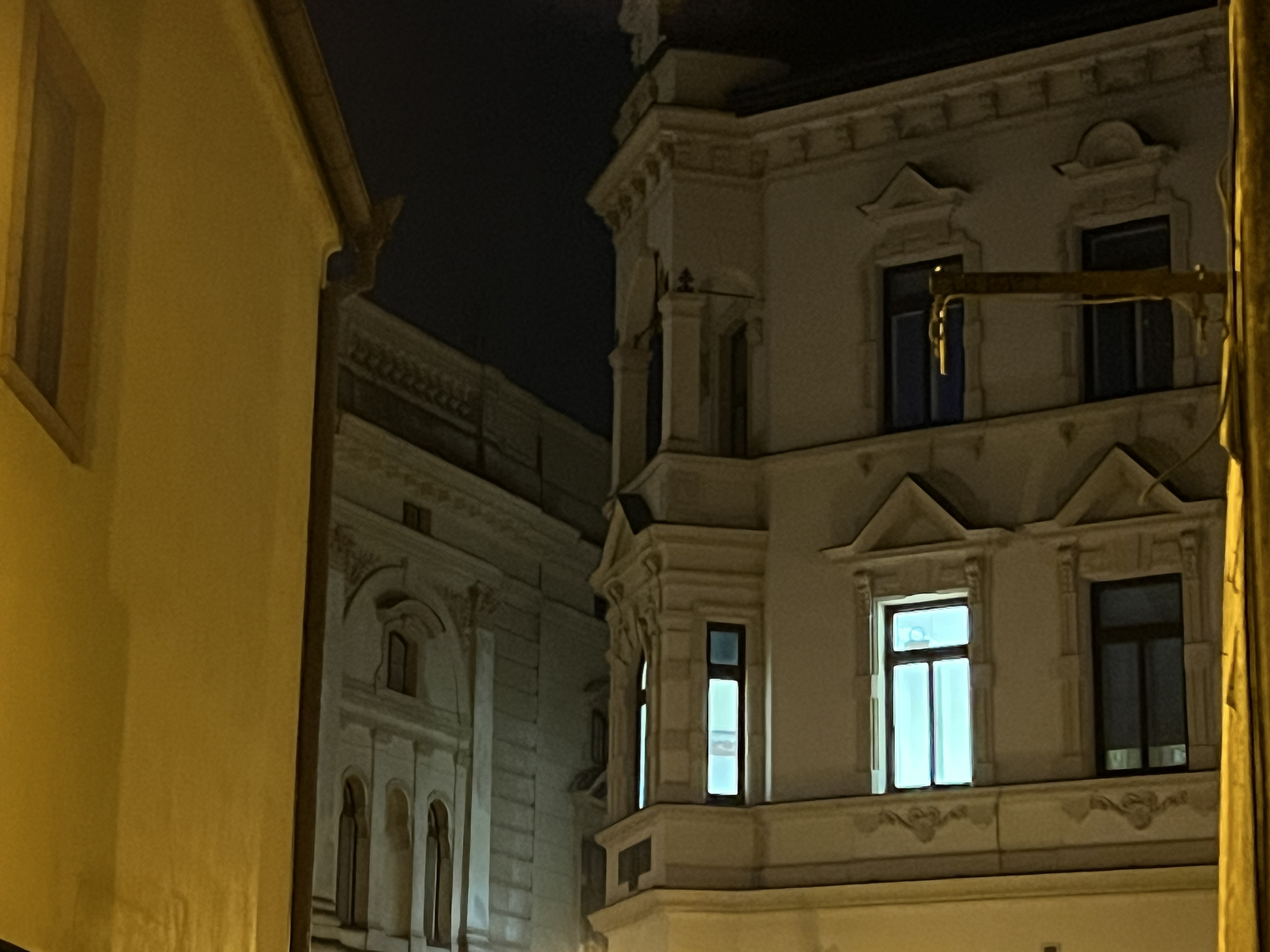 nighttime architecture detail
