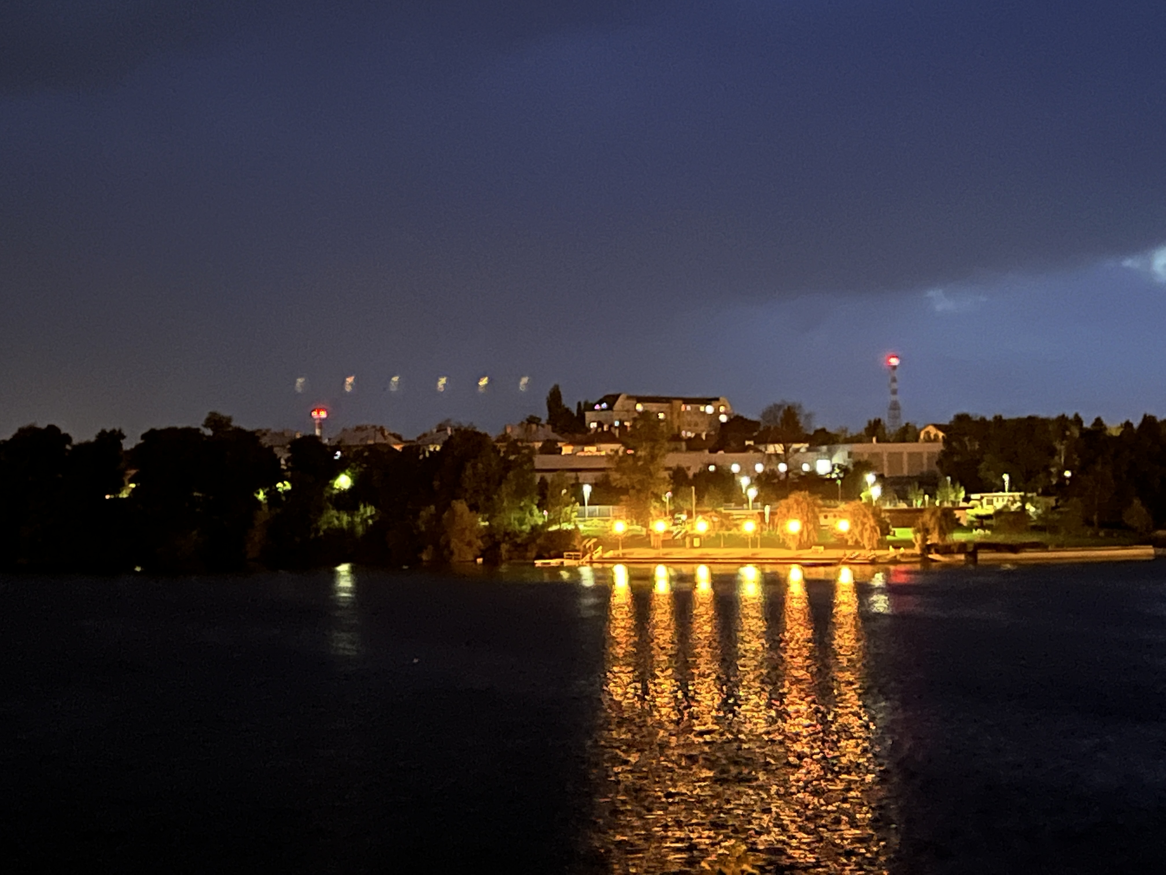 nighttime lake reflection