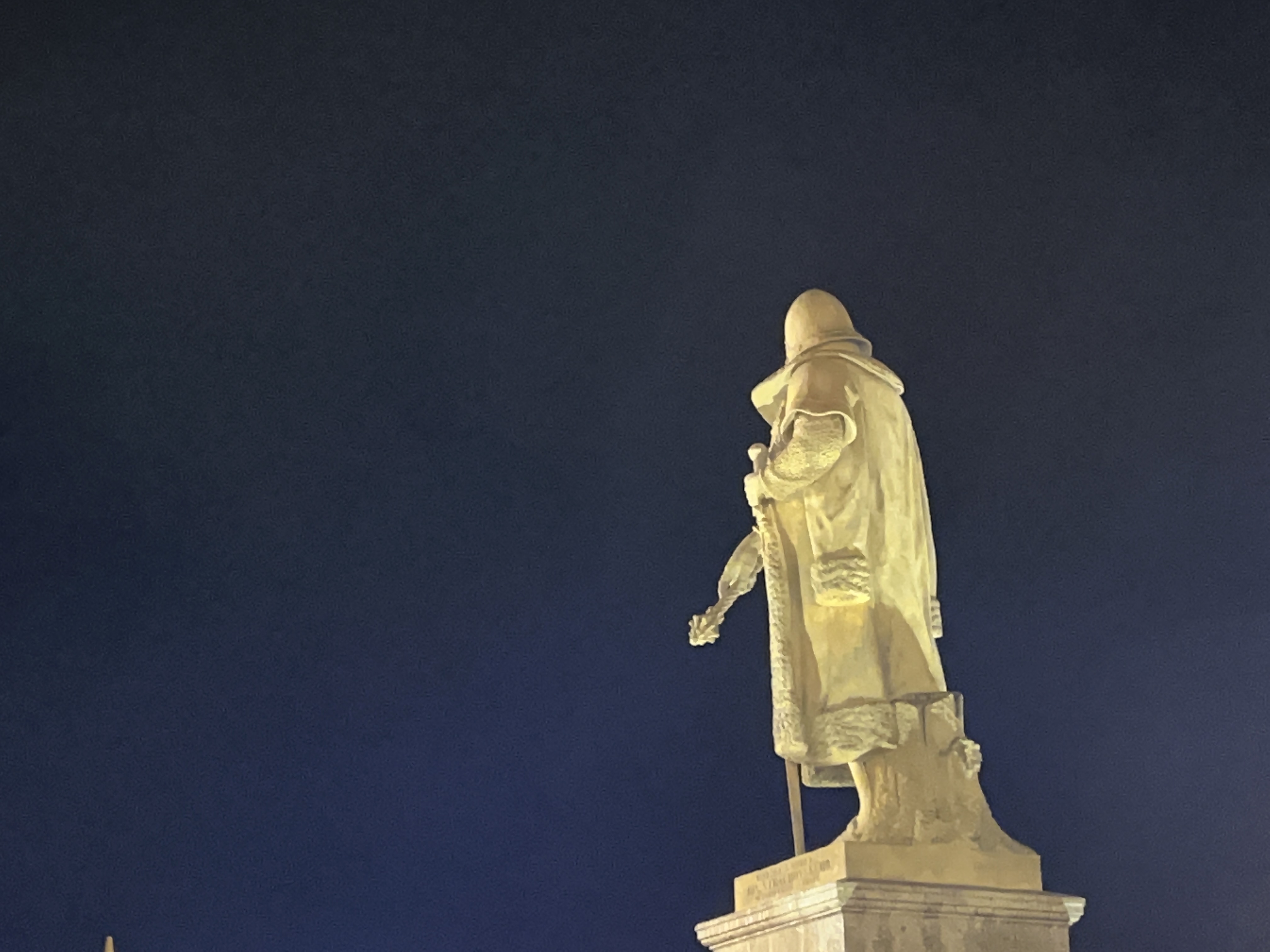 nighttime statue view