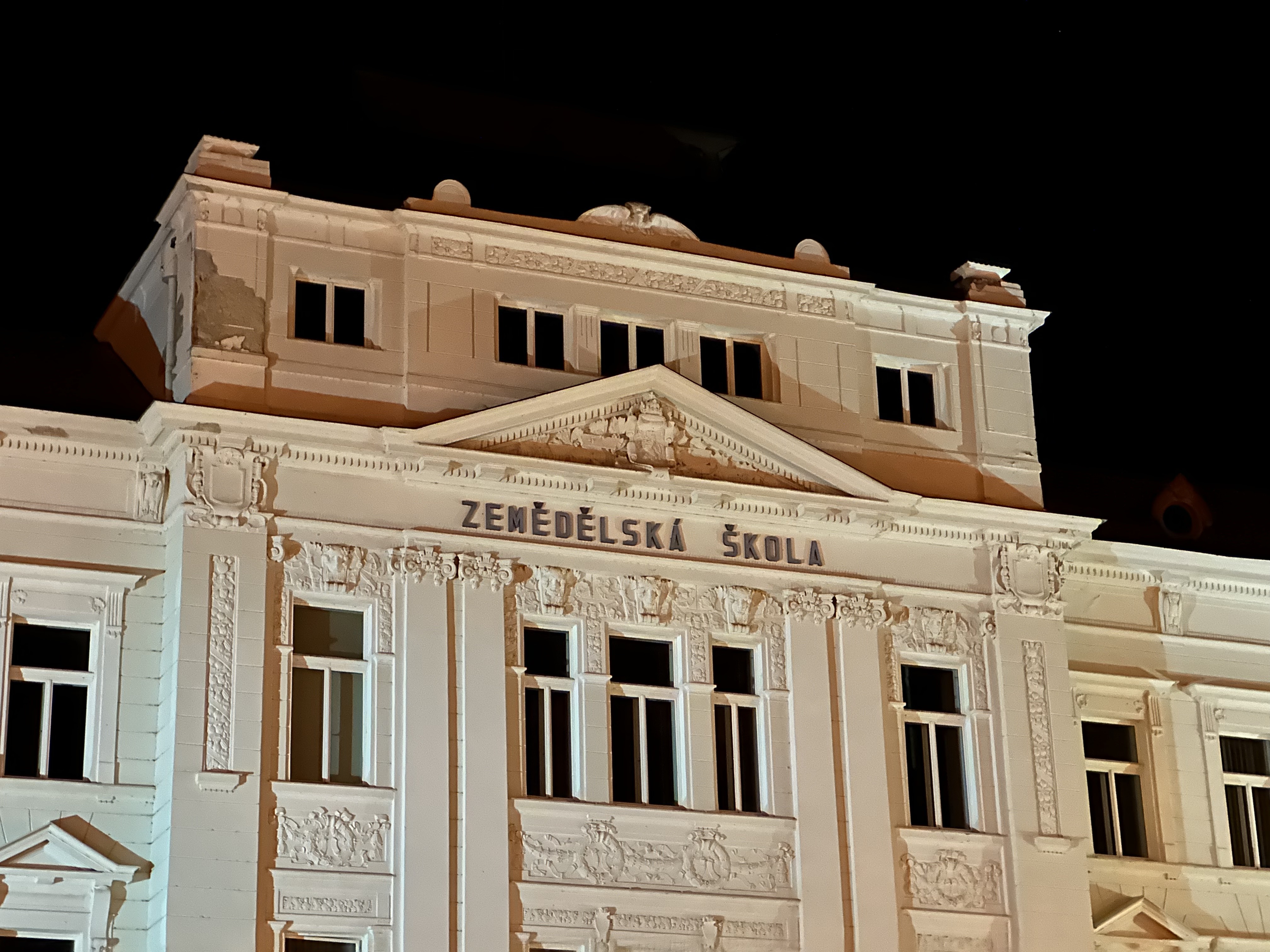 ornate building detail night