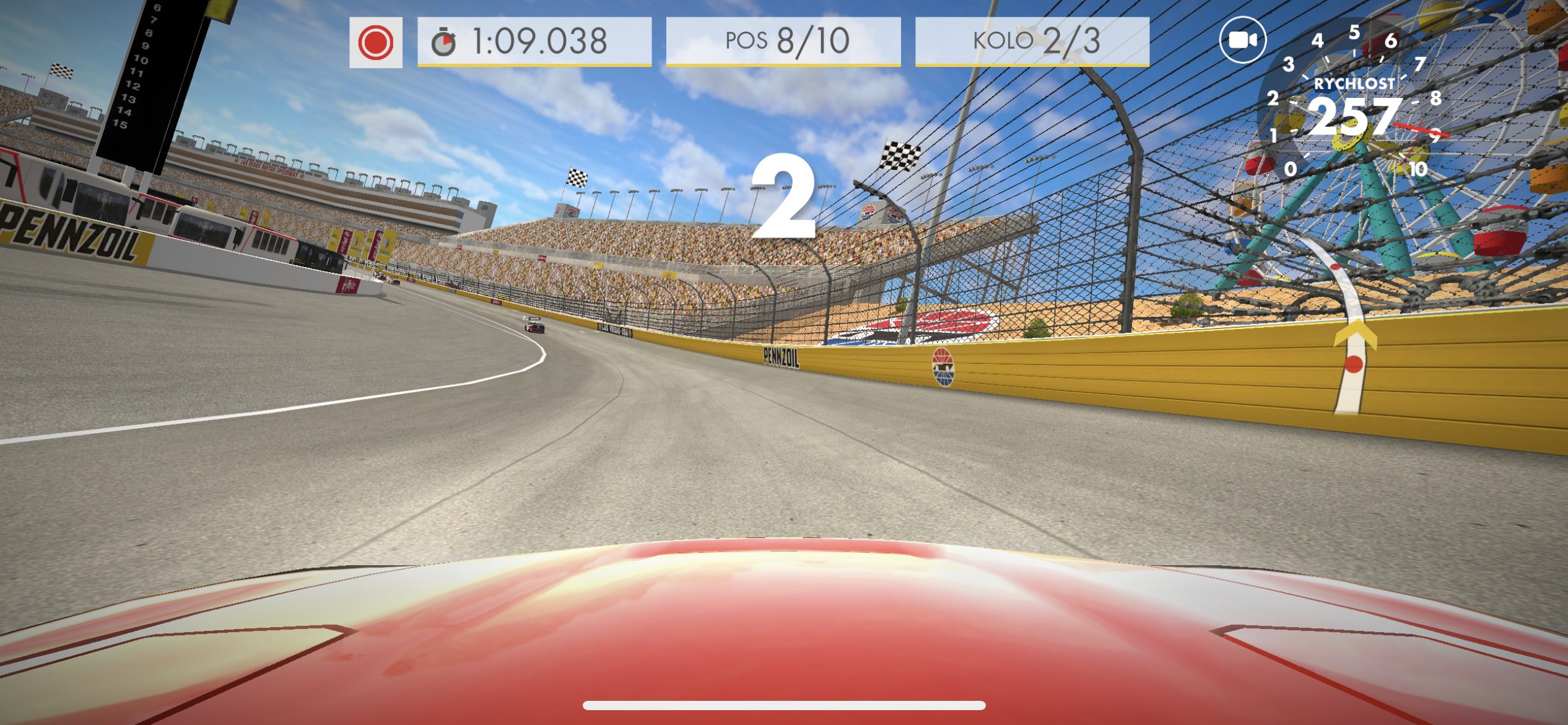 racing game on track view