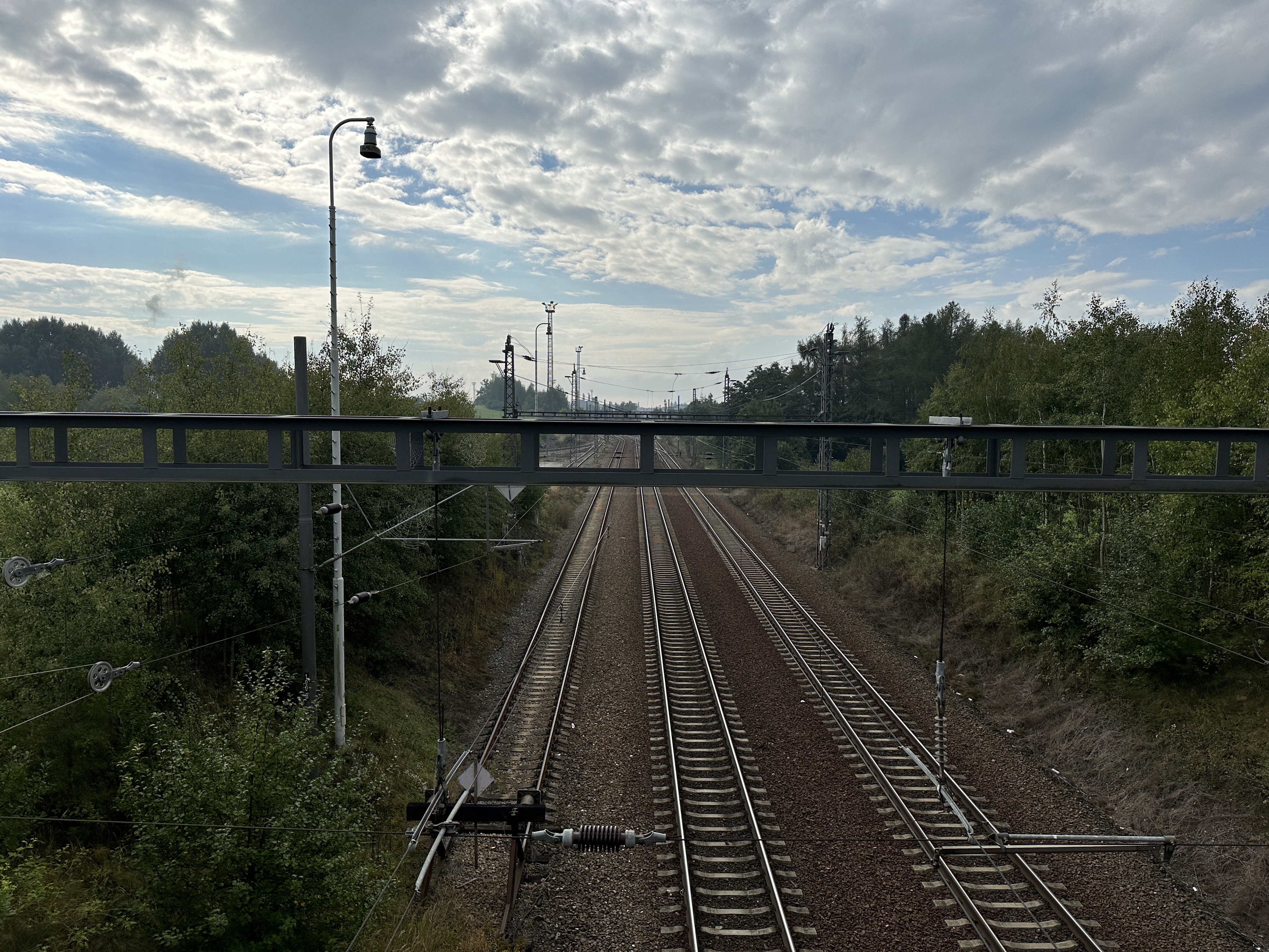 railway tracks cloudy day