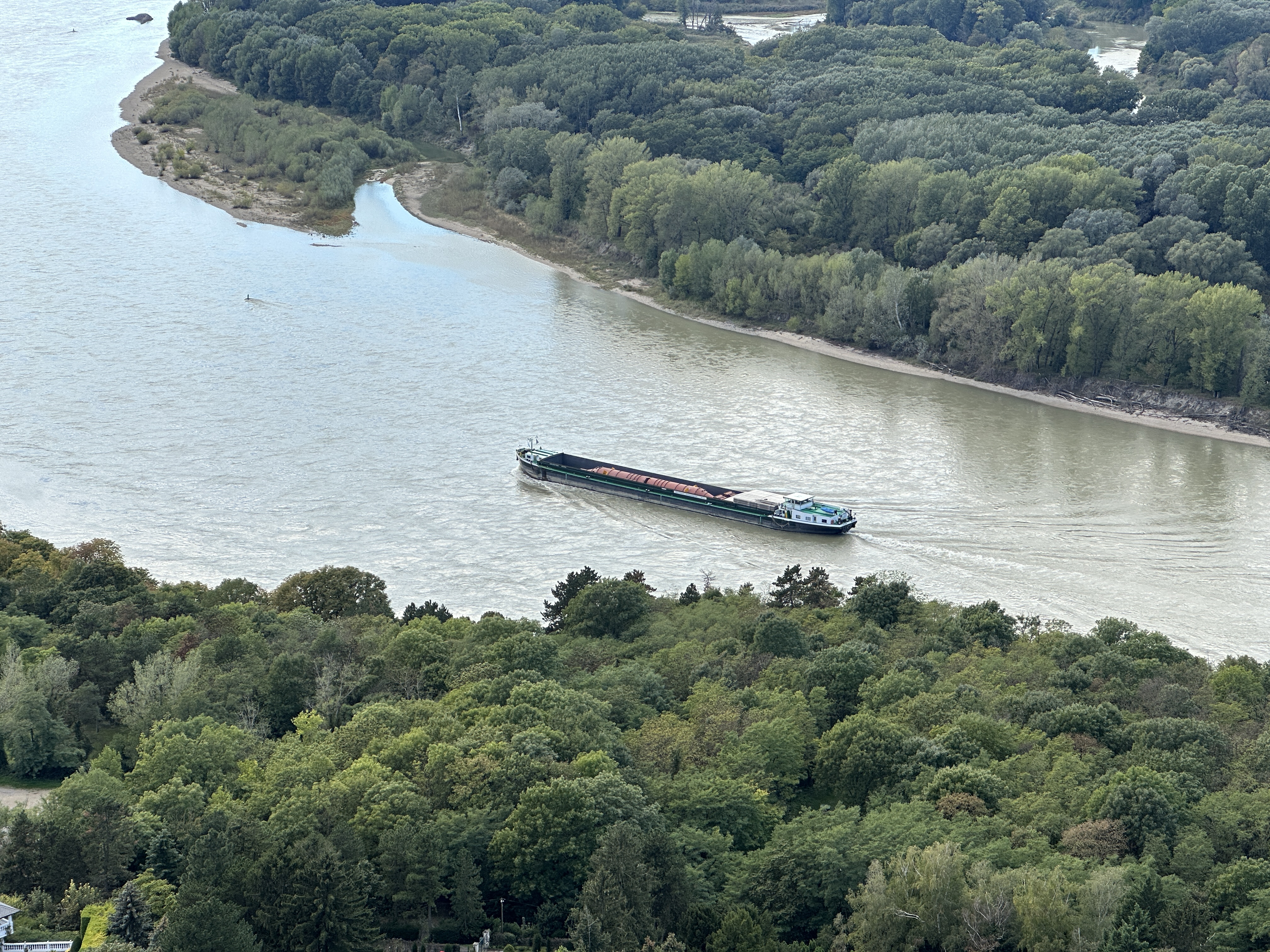 river barge aerial view