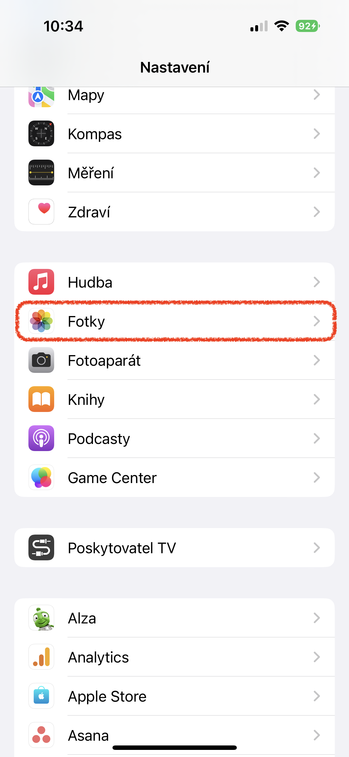settings menu highlight