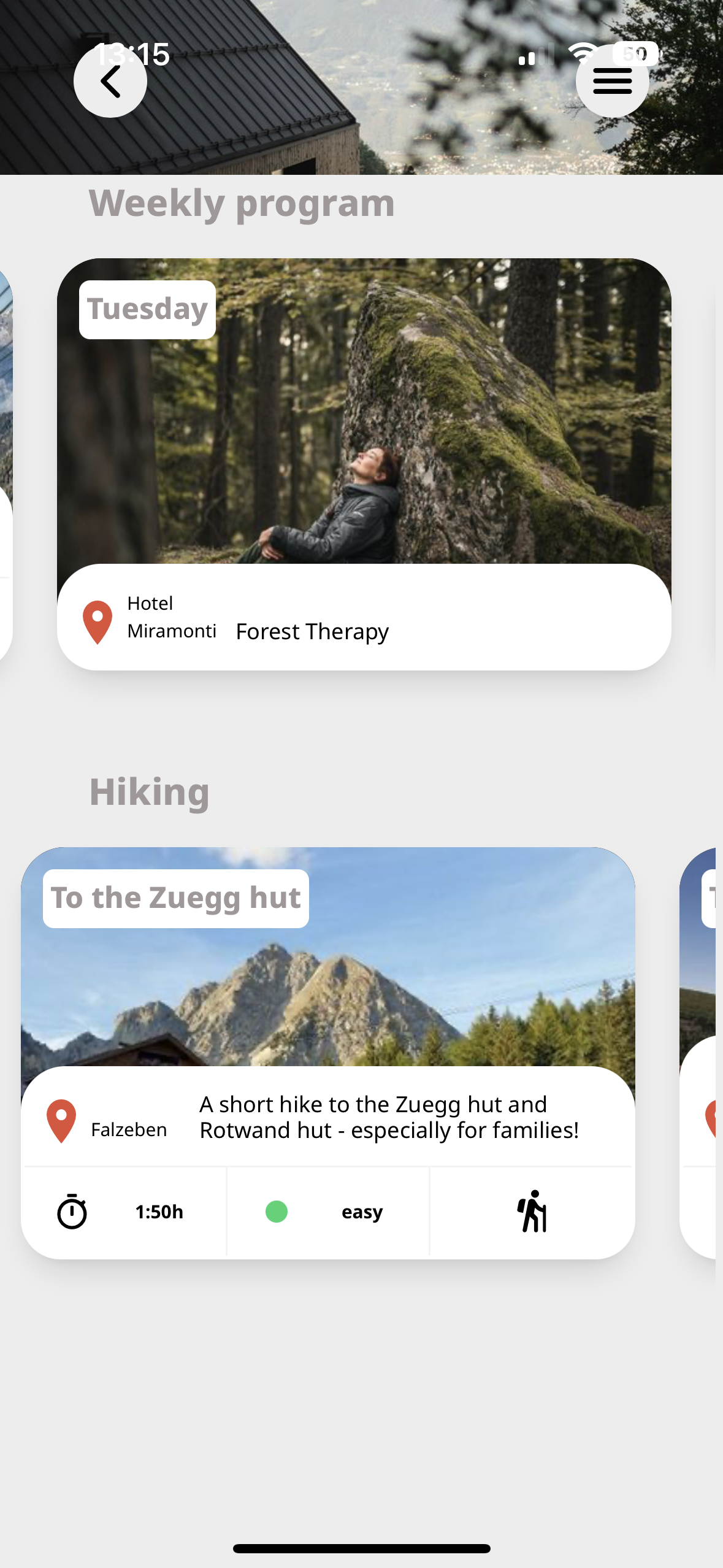app interface weekly program