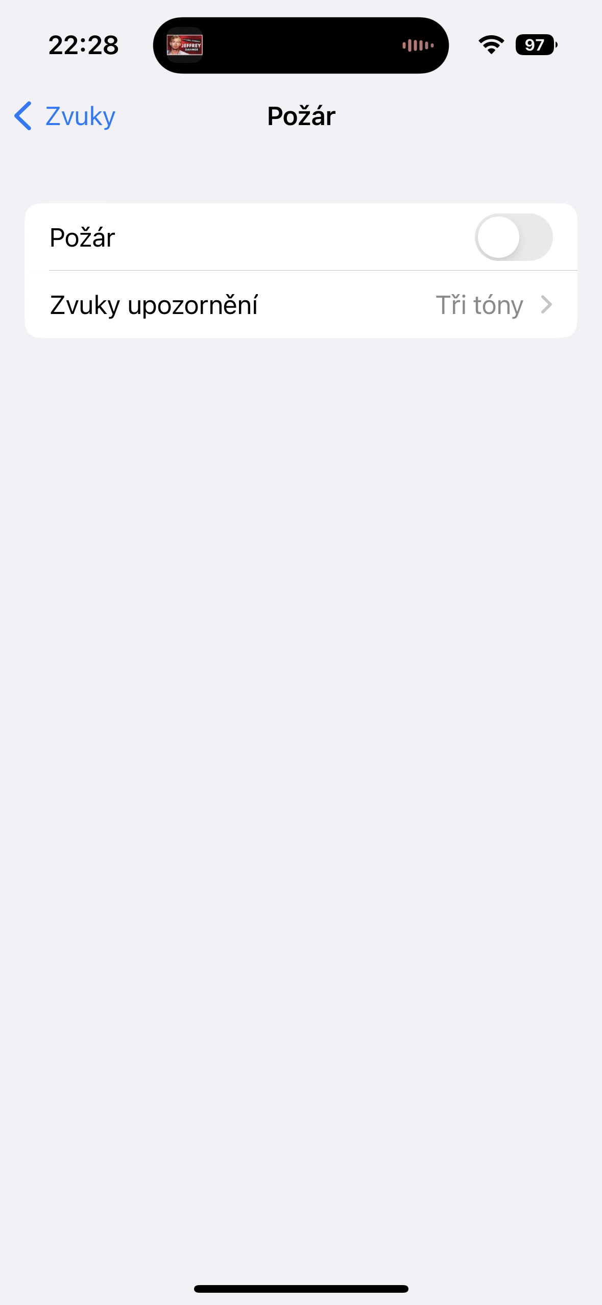 fire alert toggle off