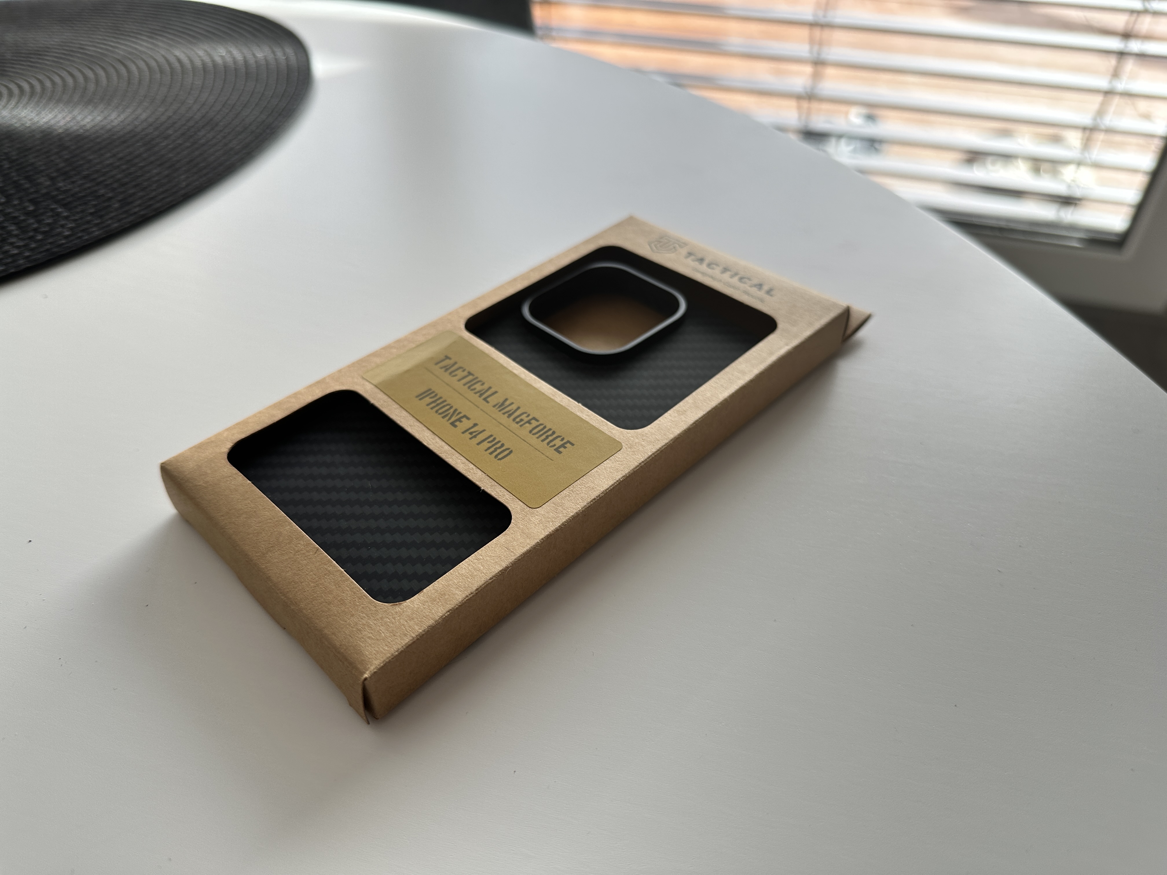 iphone case packaging on table