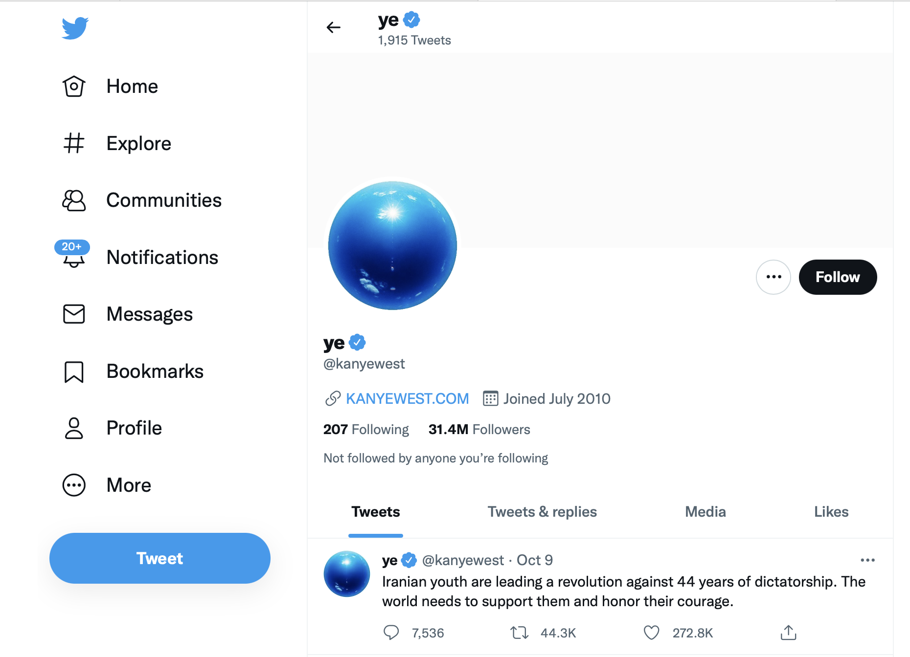 kanye west twitter