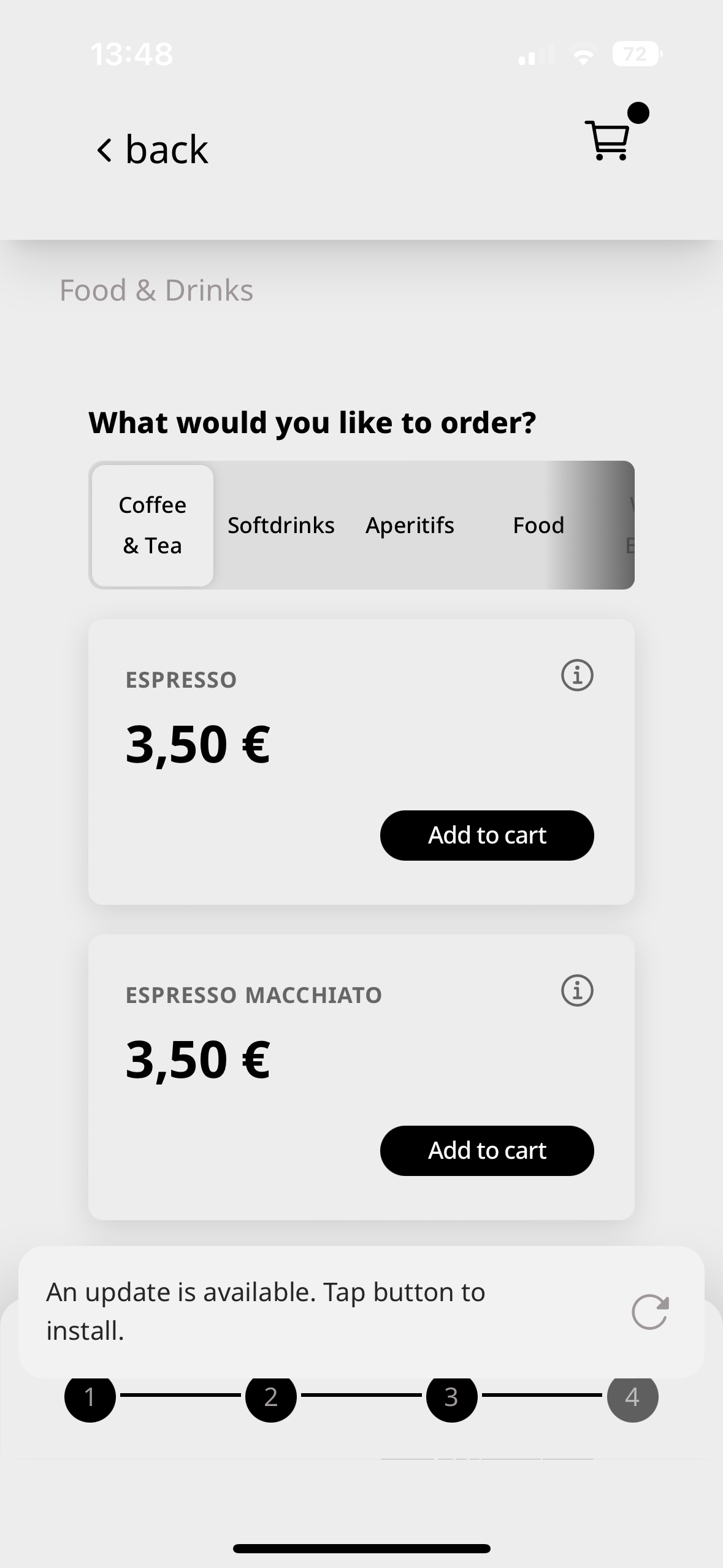 menu coffee espresso