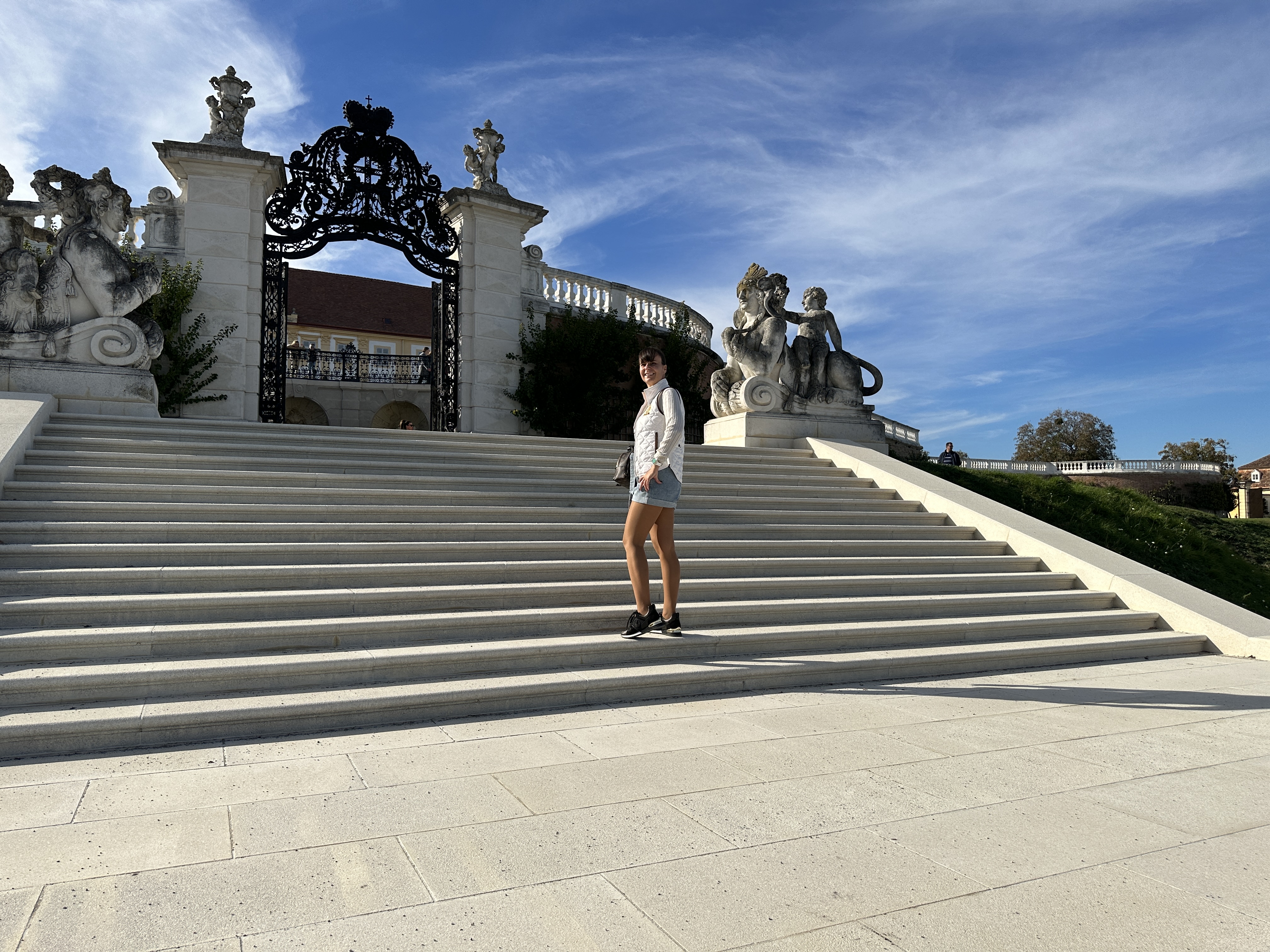 person on palace steps