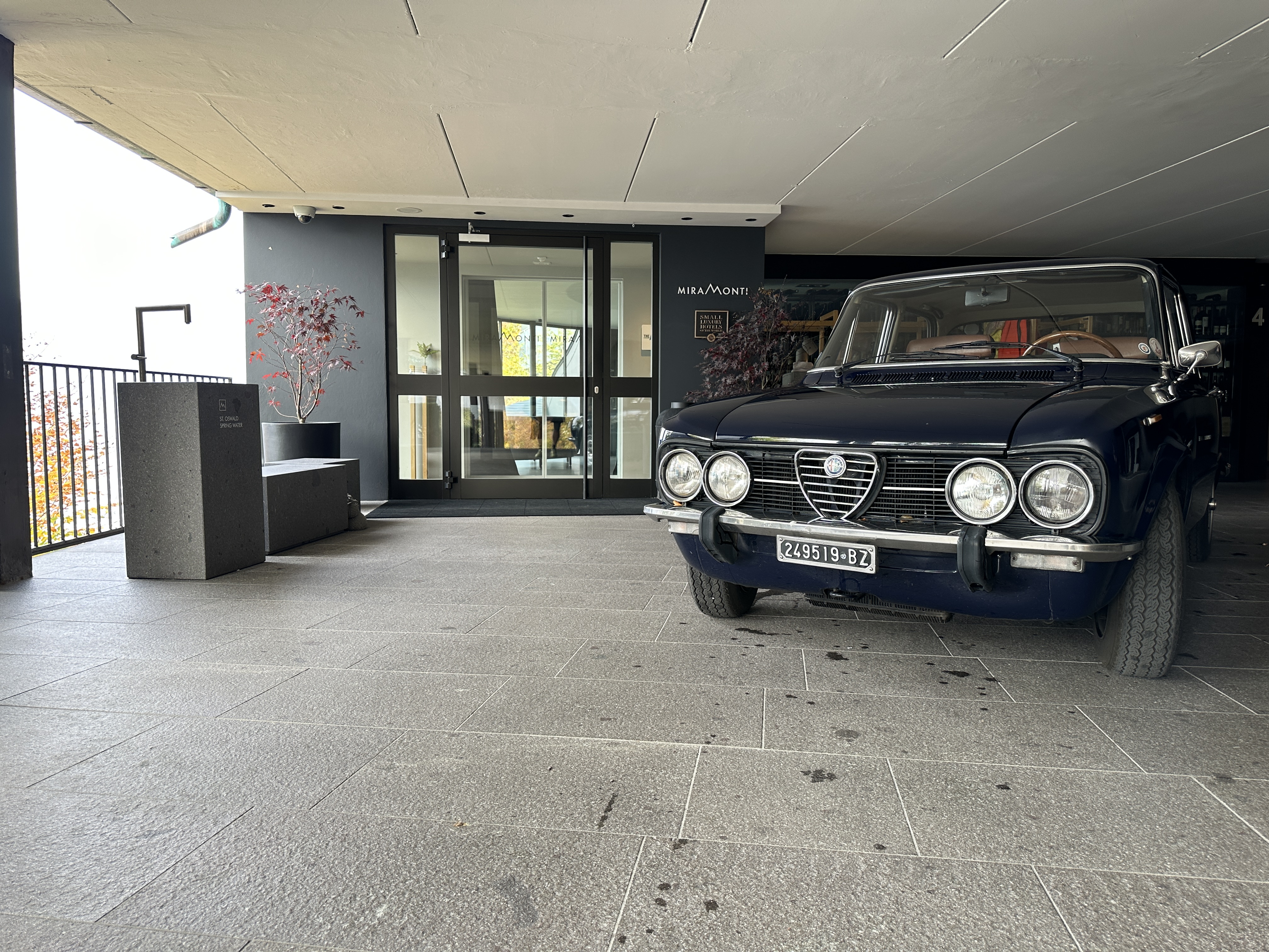 vintage car in garage