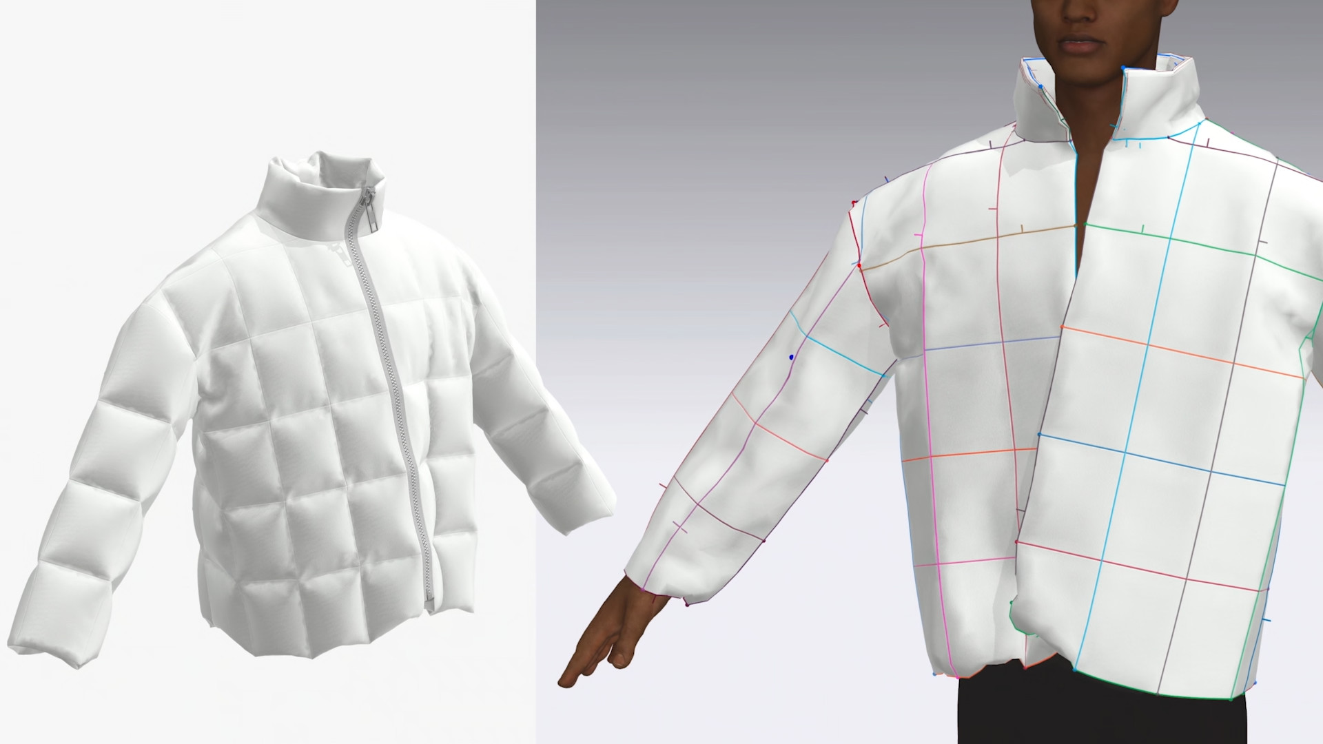 3d jacket design with grid lines