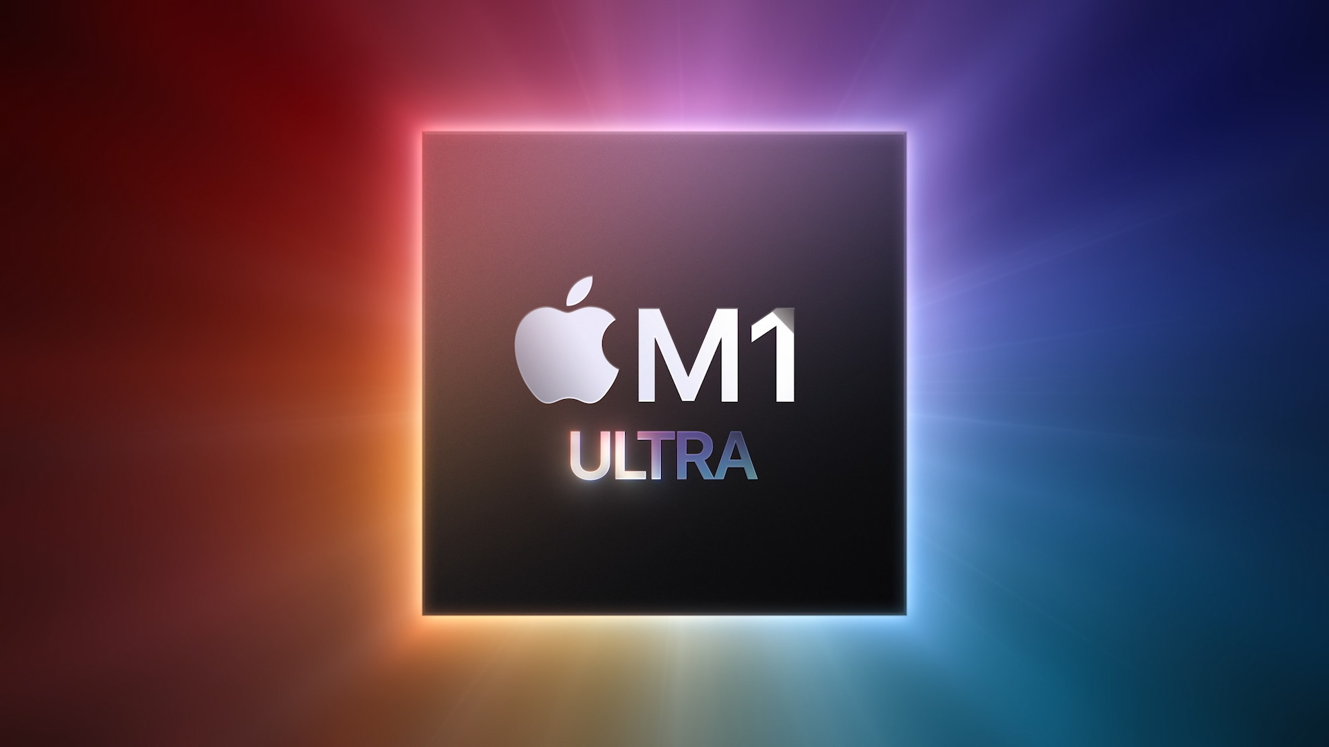 apple m1 ultra logo colorful background