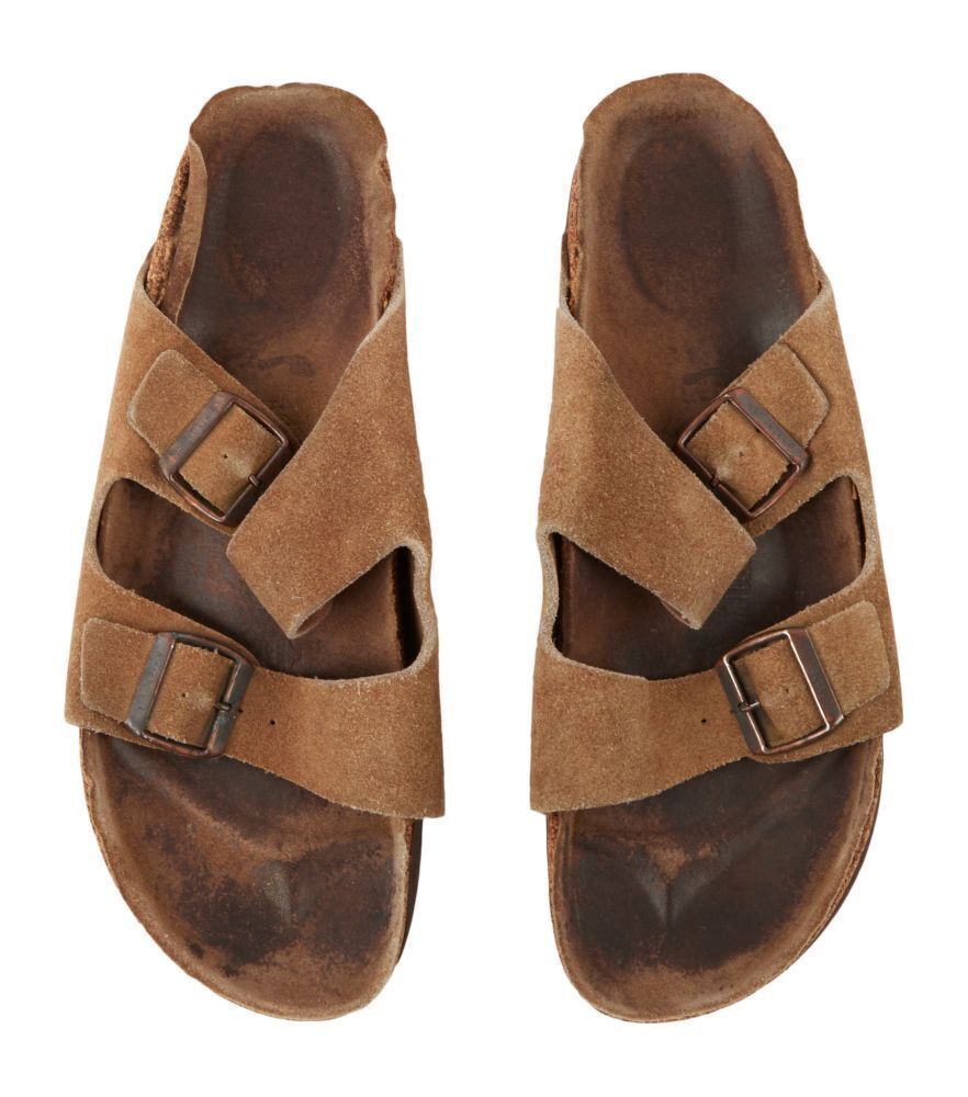 brown suede sandals top view