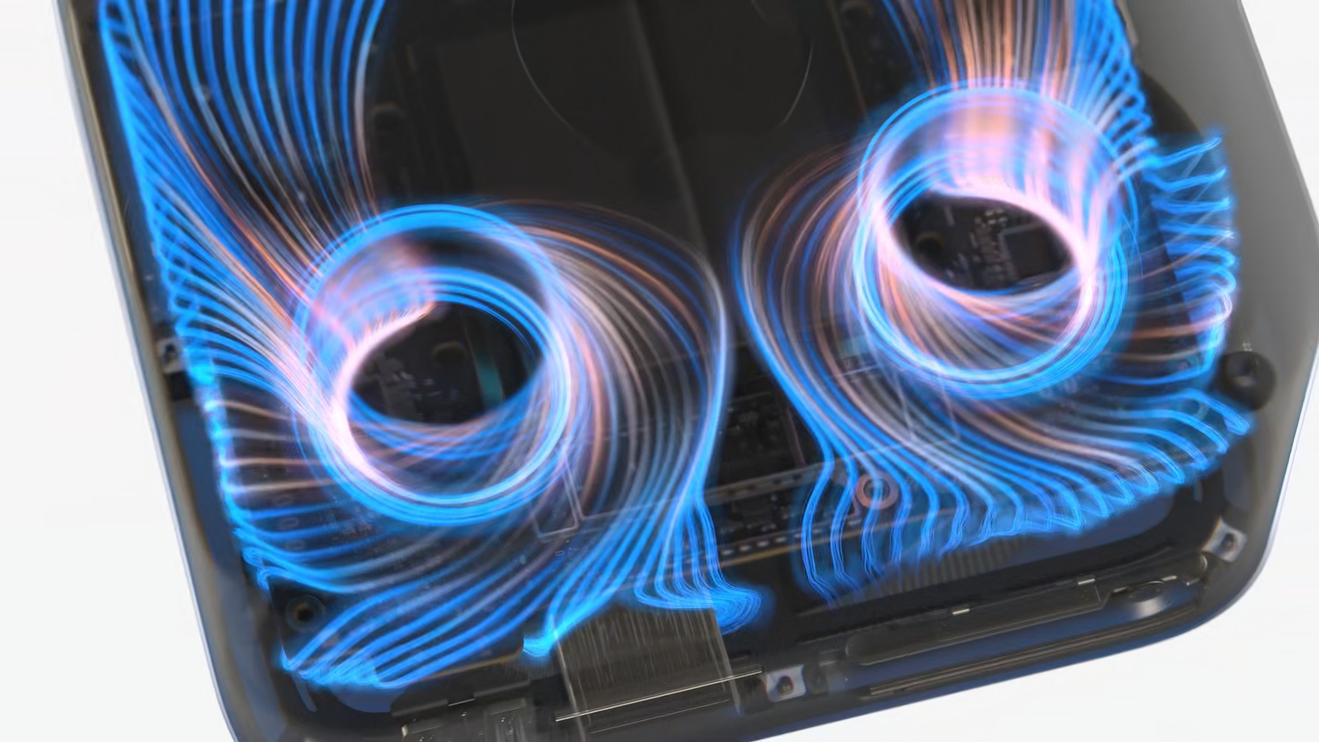 computer cooling system blue swirls