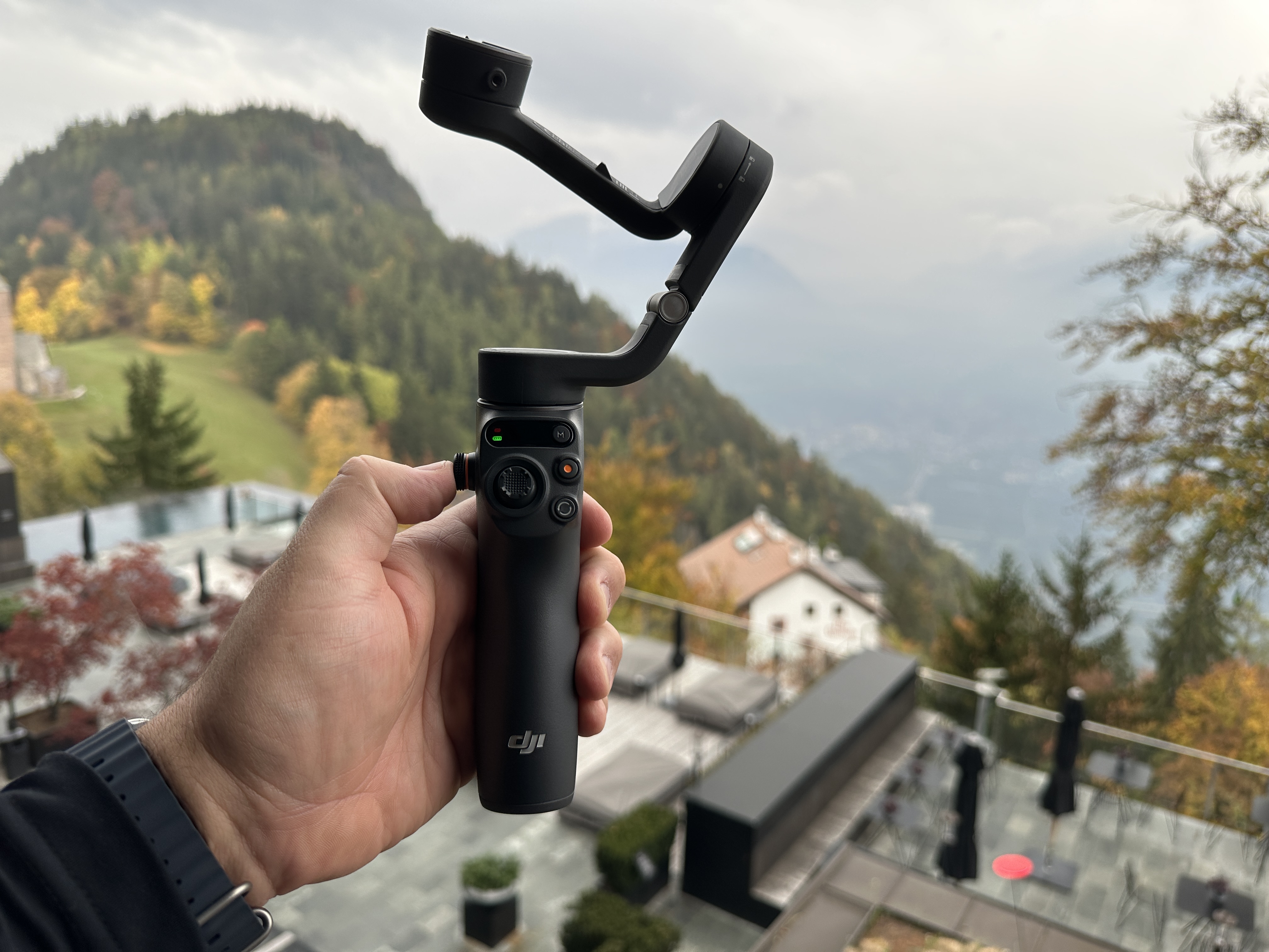 hand holding camera gimbal