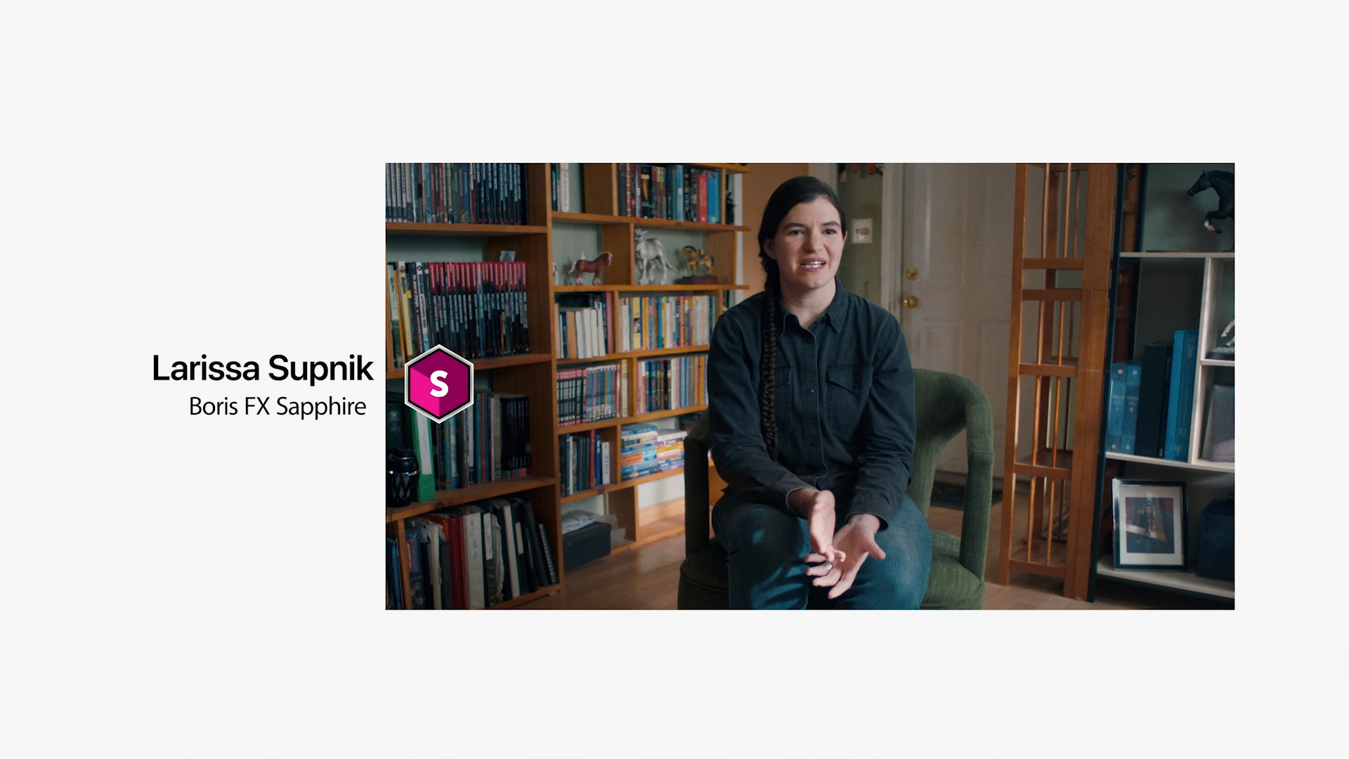 person in library with boris fx logo