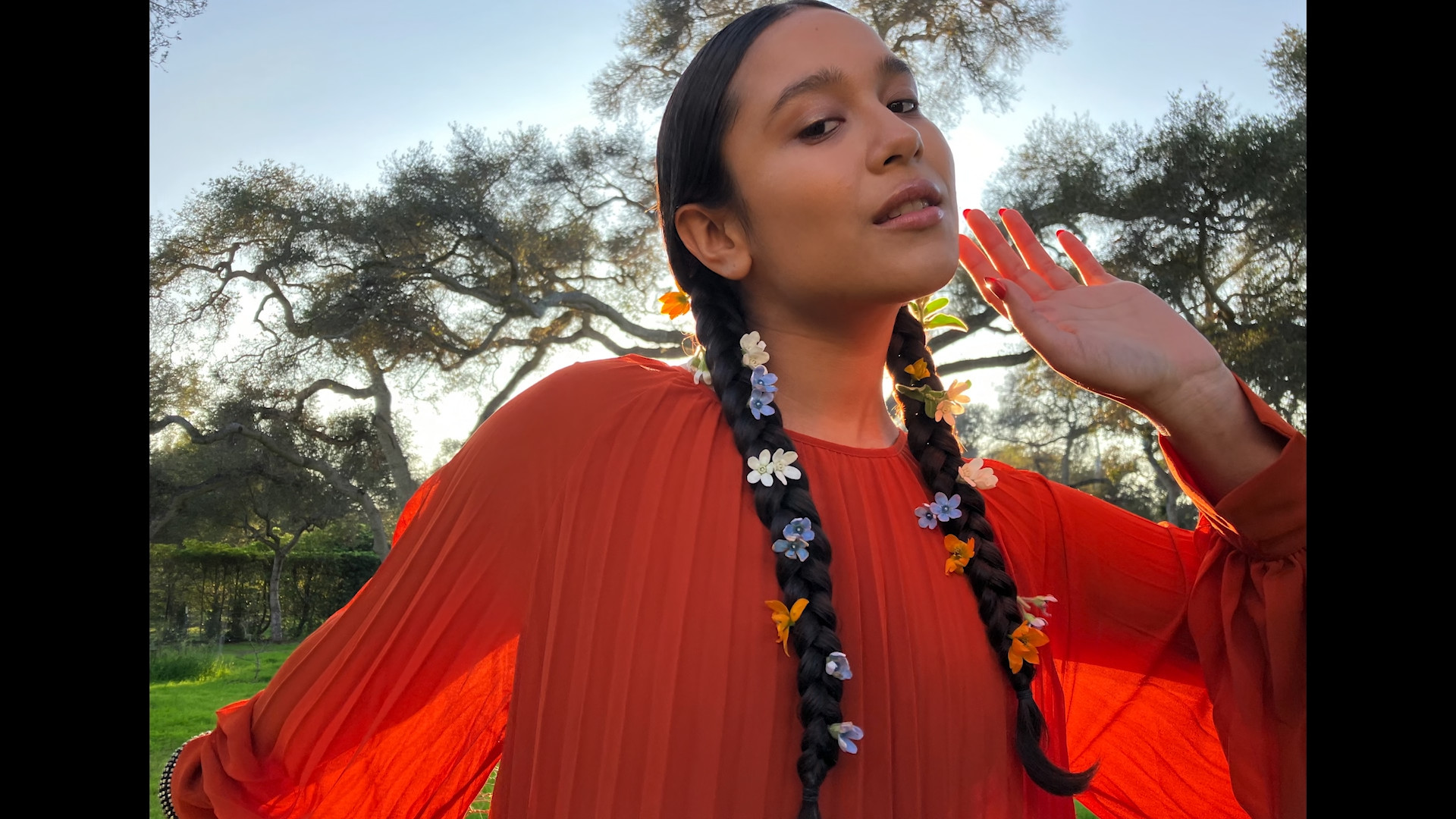 portrait woman braided hair