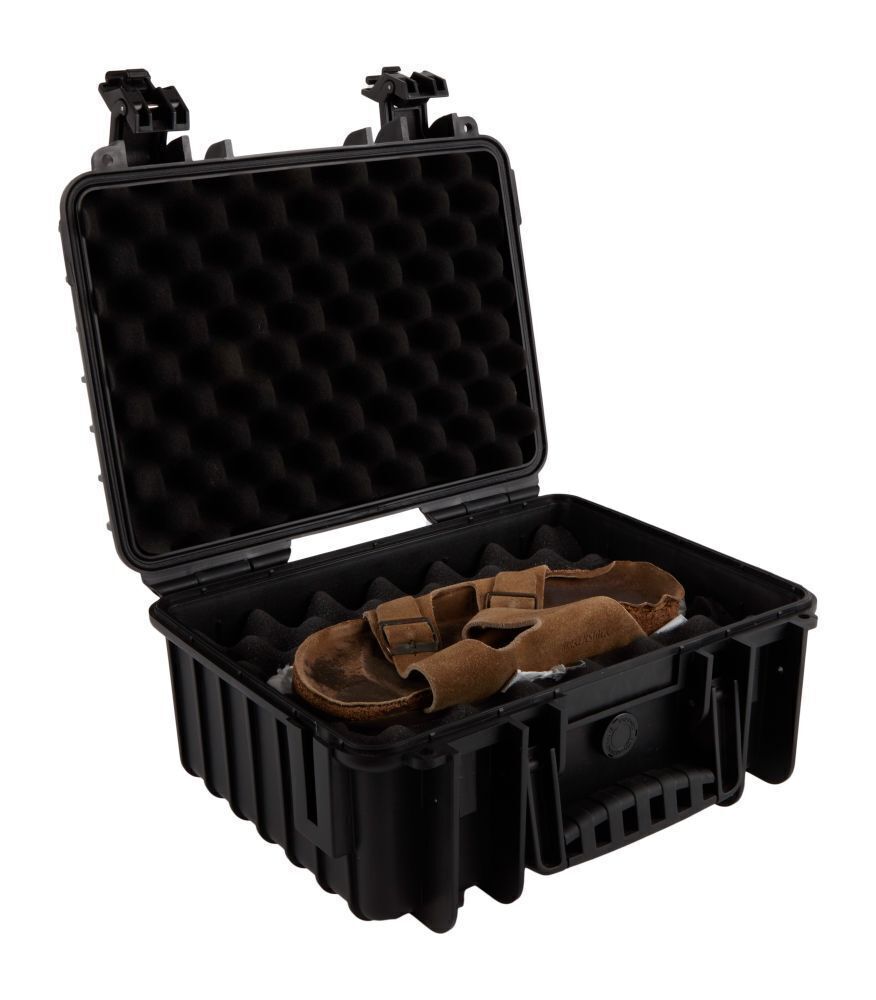 sandals in black protective case