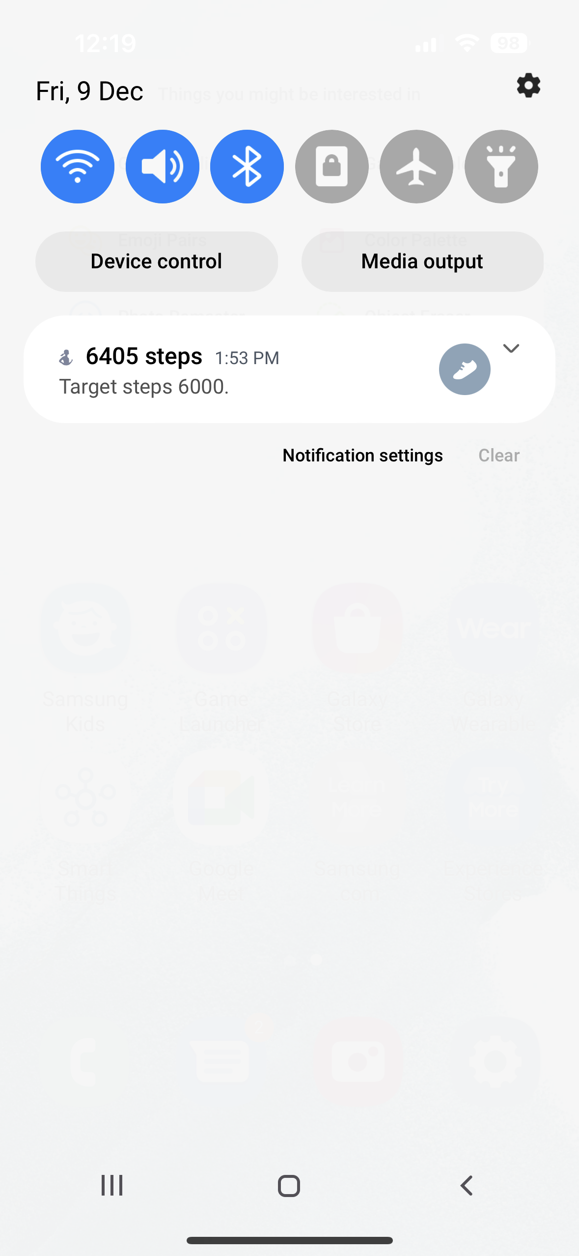 android notification panel