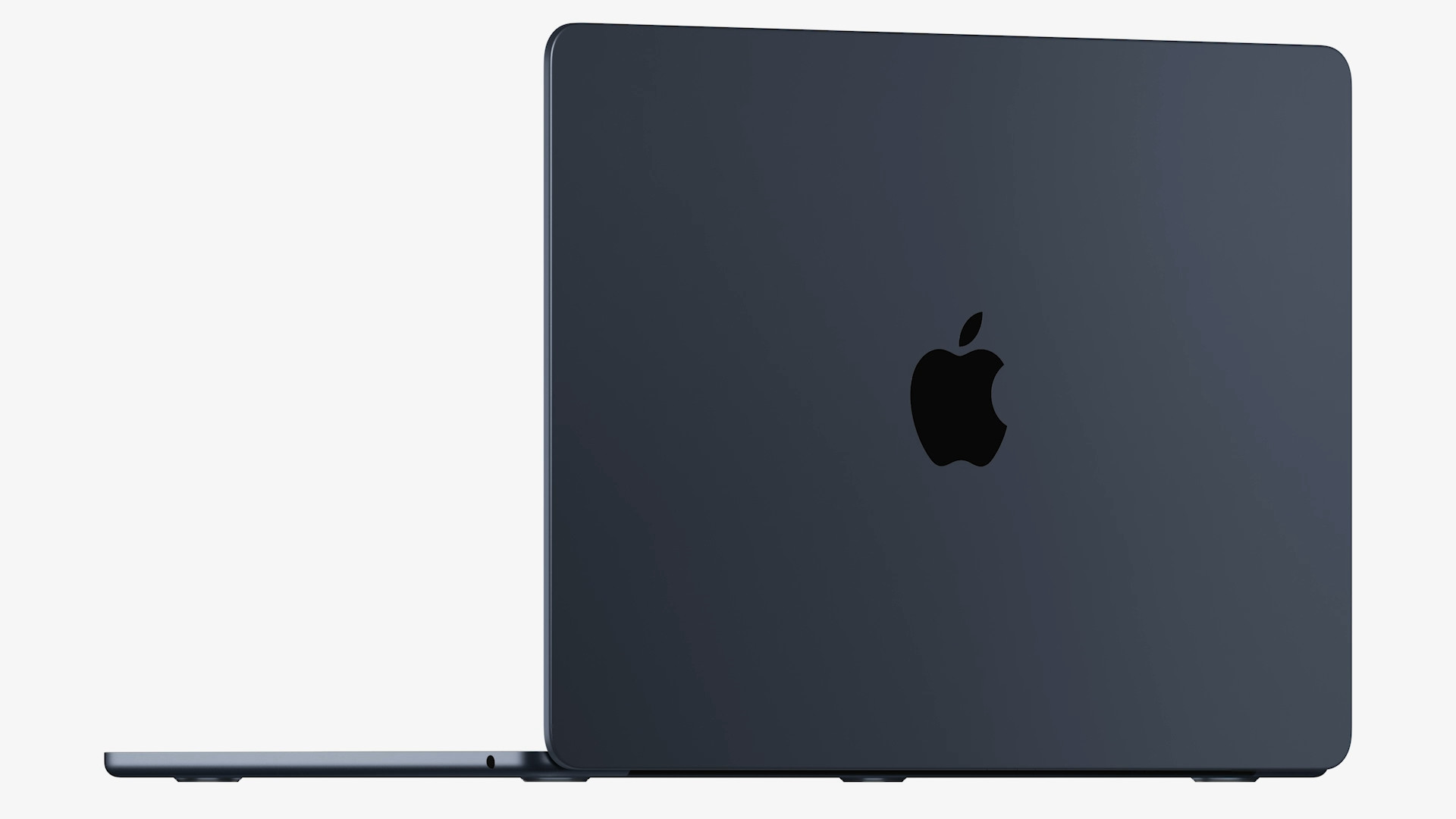 angled back view laptop apple logo