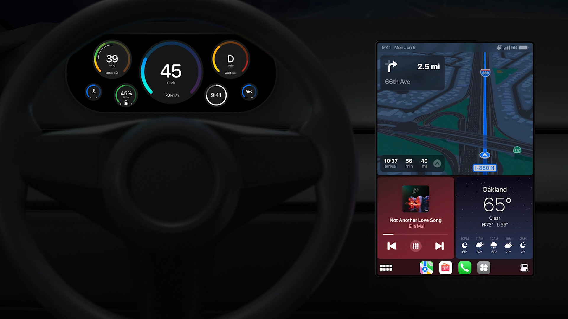 car dashboard navigation music