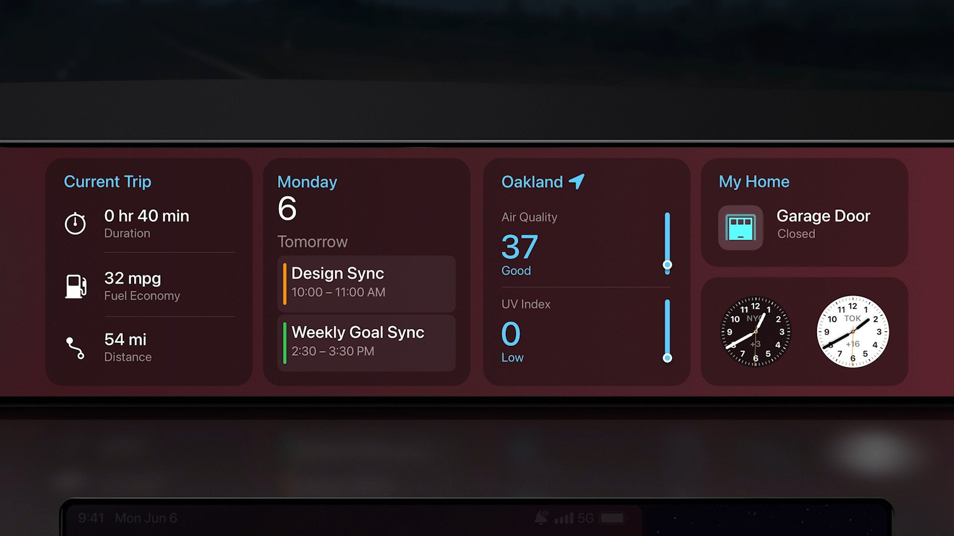 car dashboard trip info