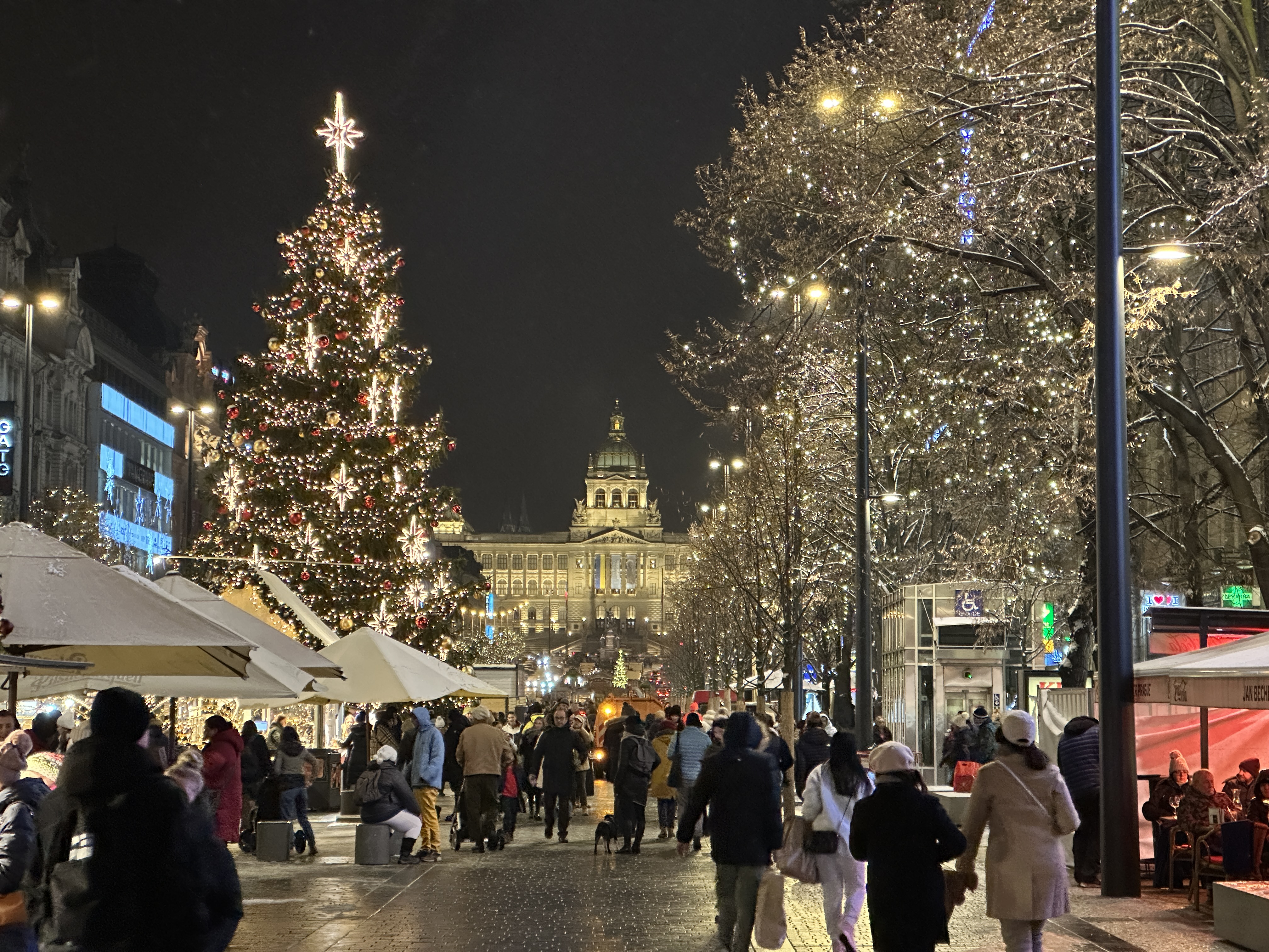 christmas market with lights