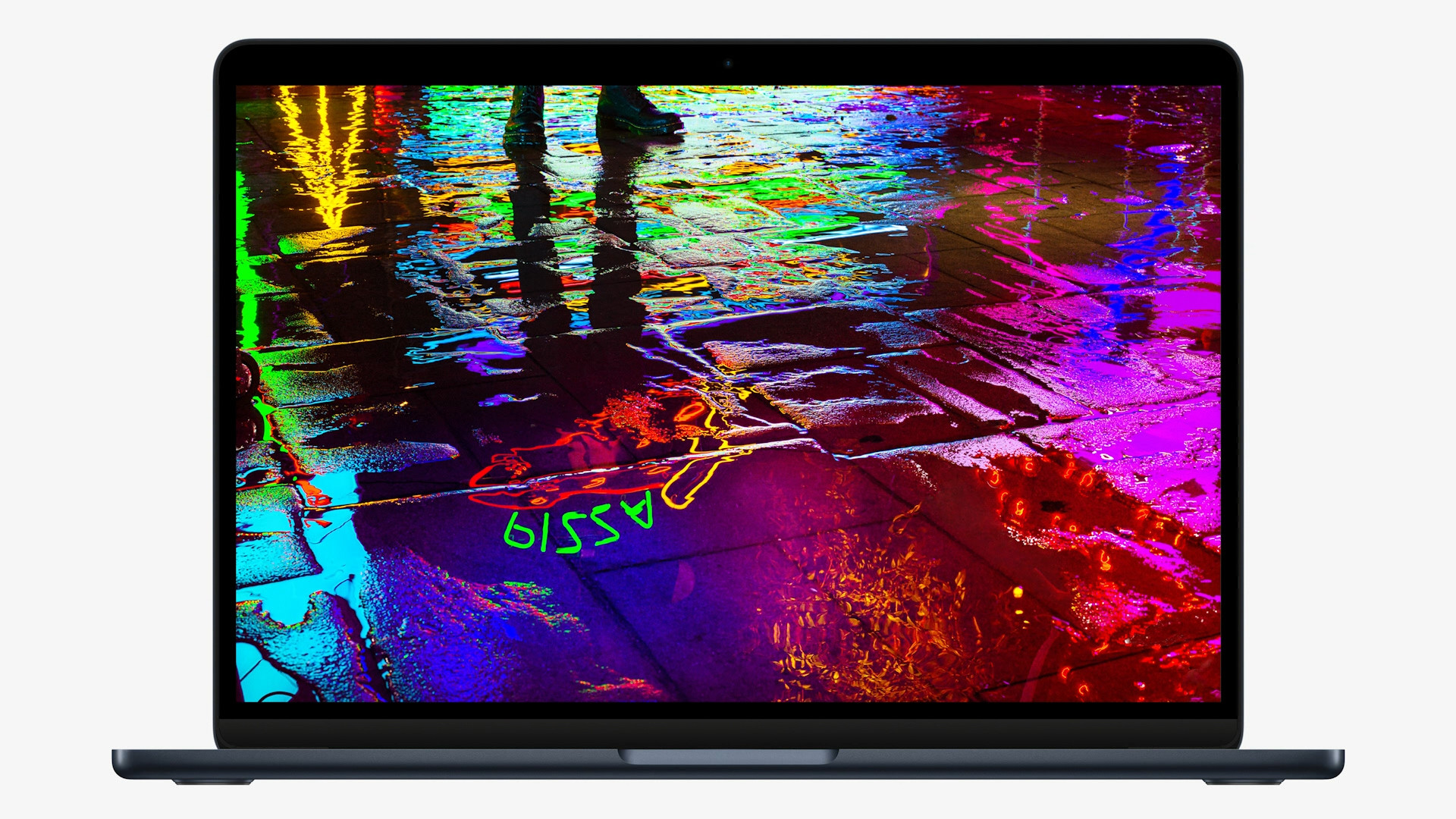 colorful reflection on wet pavement