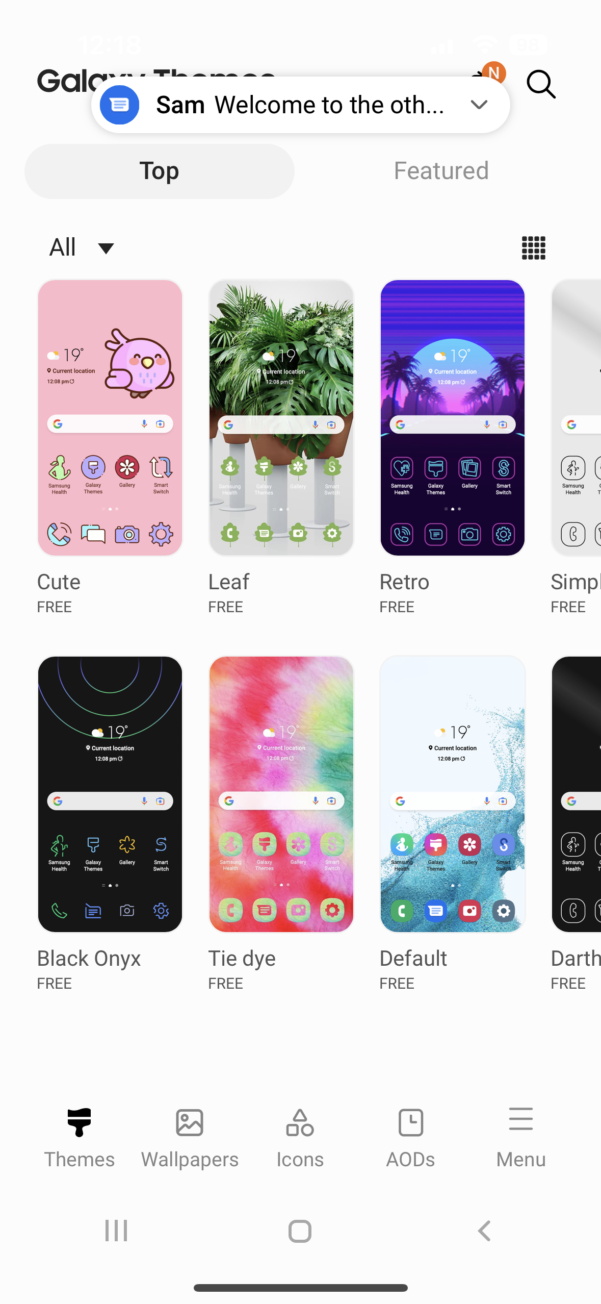 galaxy themes selection