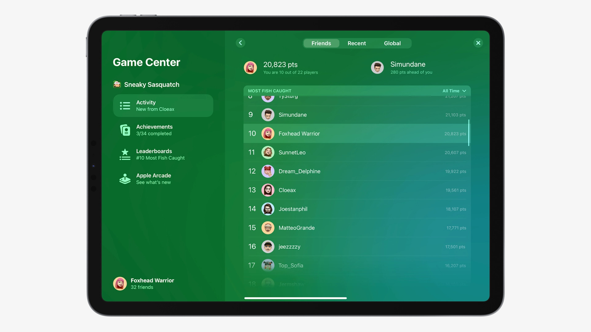 game center leaderboard
