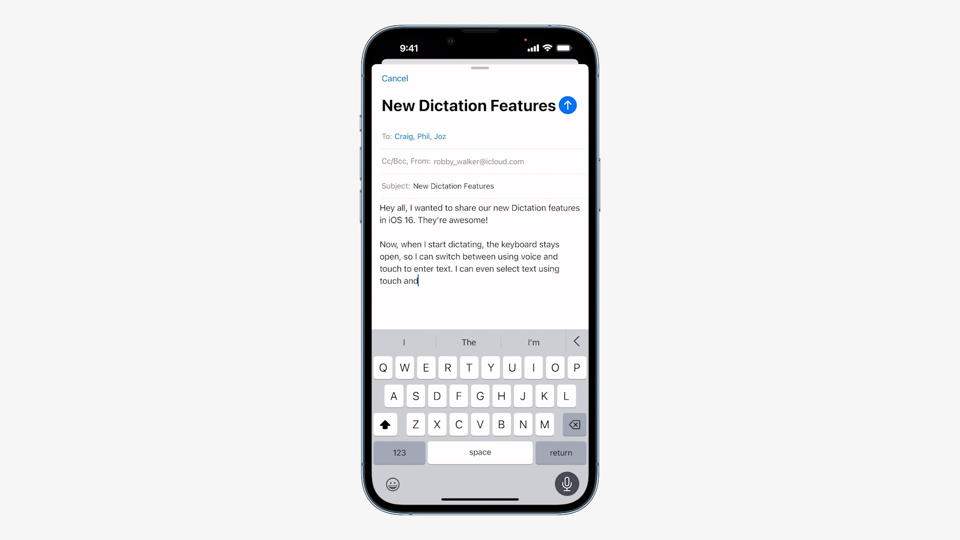 hand using iphone dictation